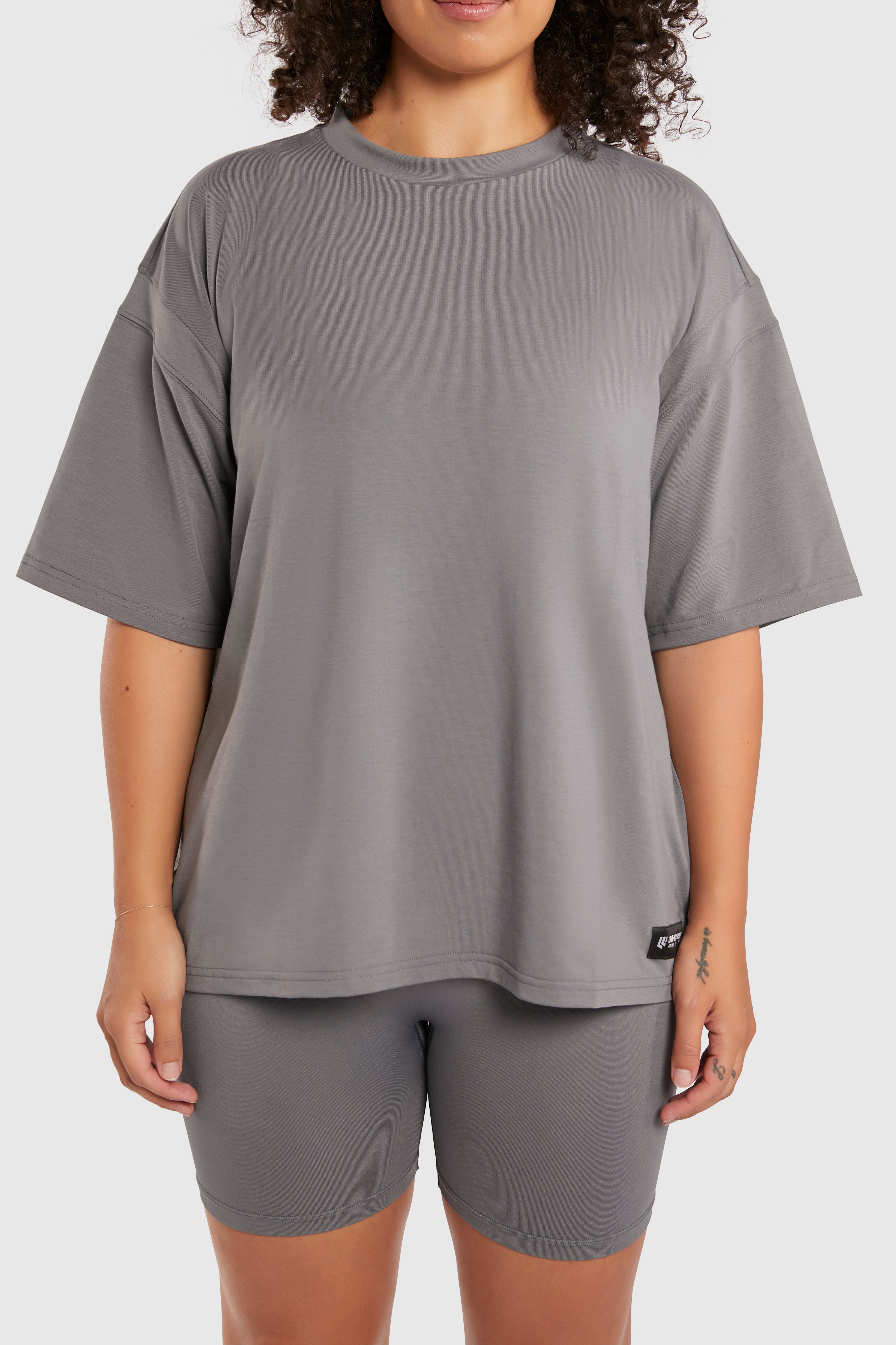 Graphic Oversized Tee - Here Comes the Pump - Poppy Seed Grey