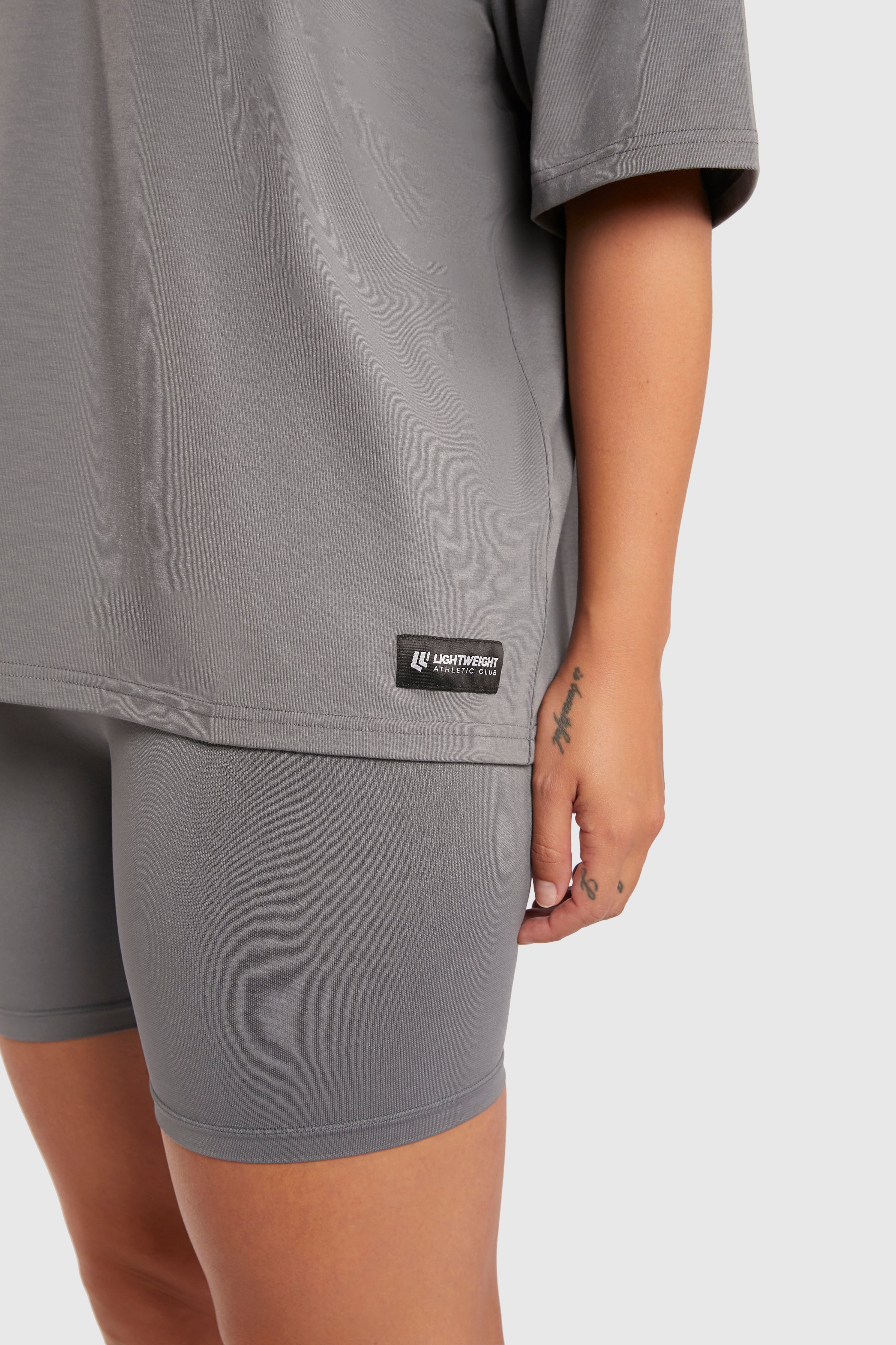 Graphic Oversized Tee - Here Comes the Pump - Poppy Seed Grey