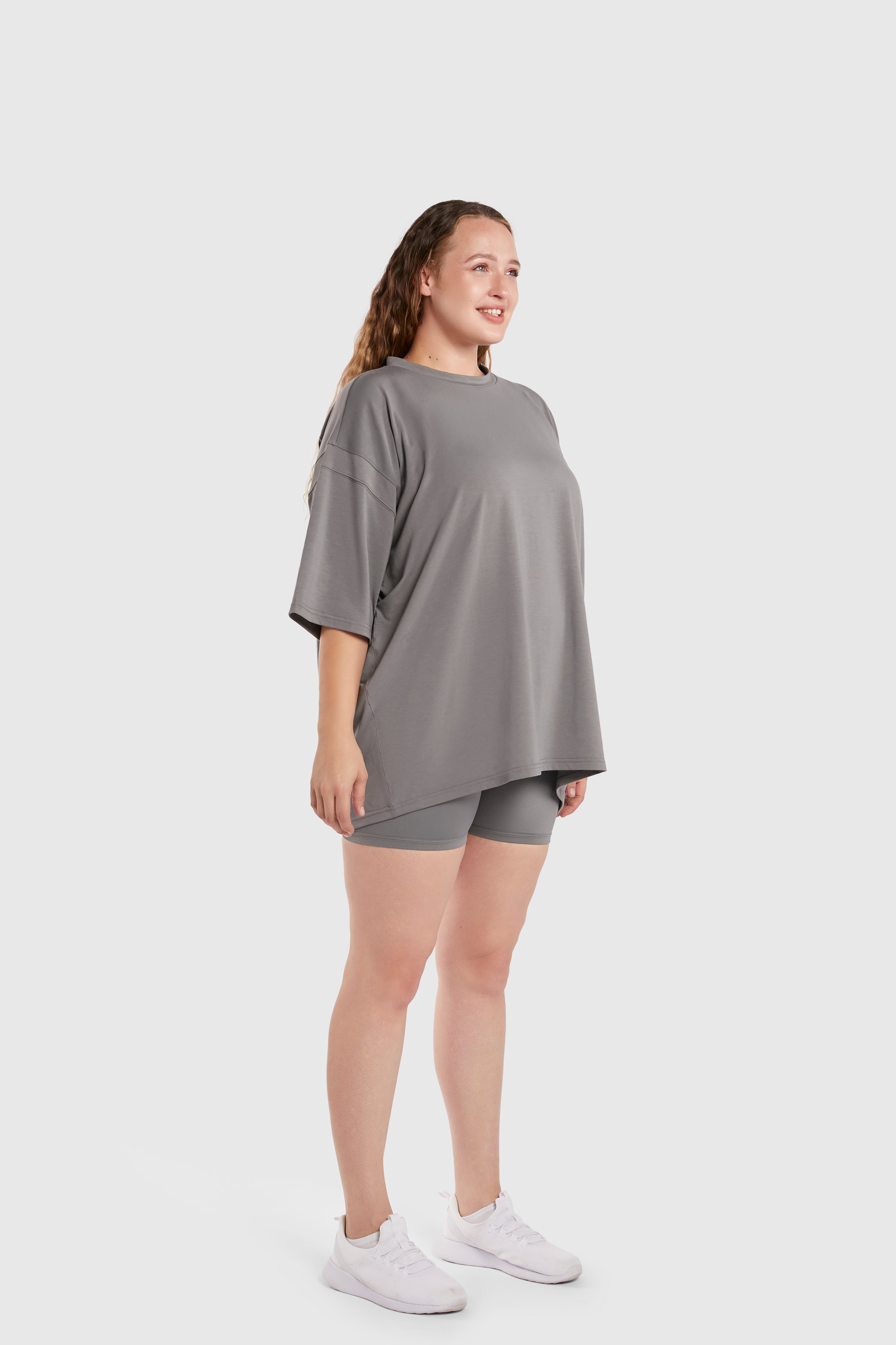 Graphic Oversized Tee - Here Comes the Pump - Poppy Seed Grey