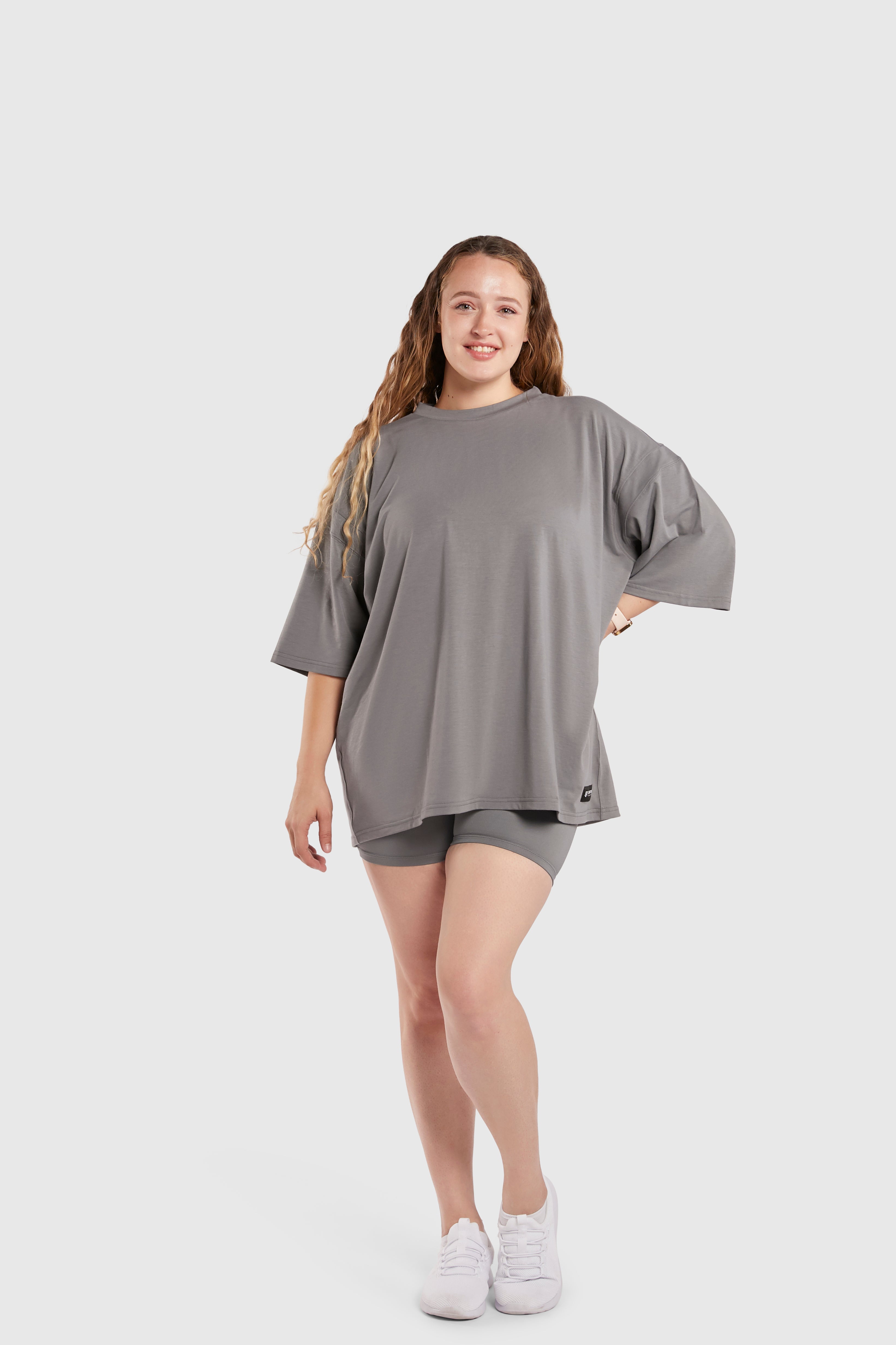 Graphic Oversized Tee - Here Comes the Pump - Poppy Seed Grey