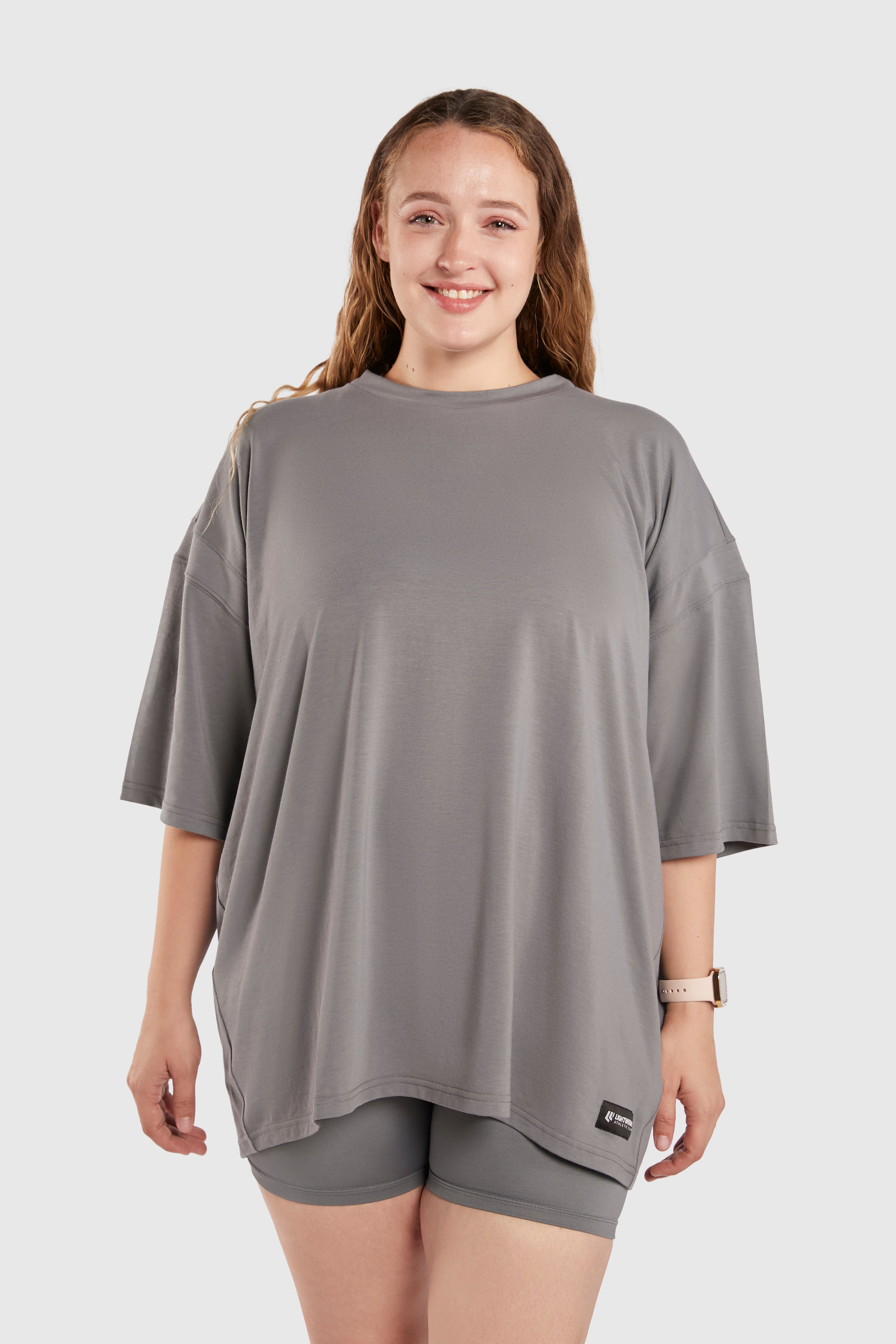 Graphic Oversized Tee - Here Comes the Pump - Poppy Seed Grey