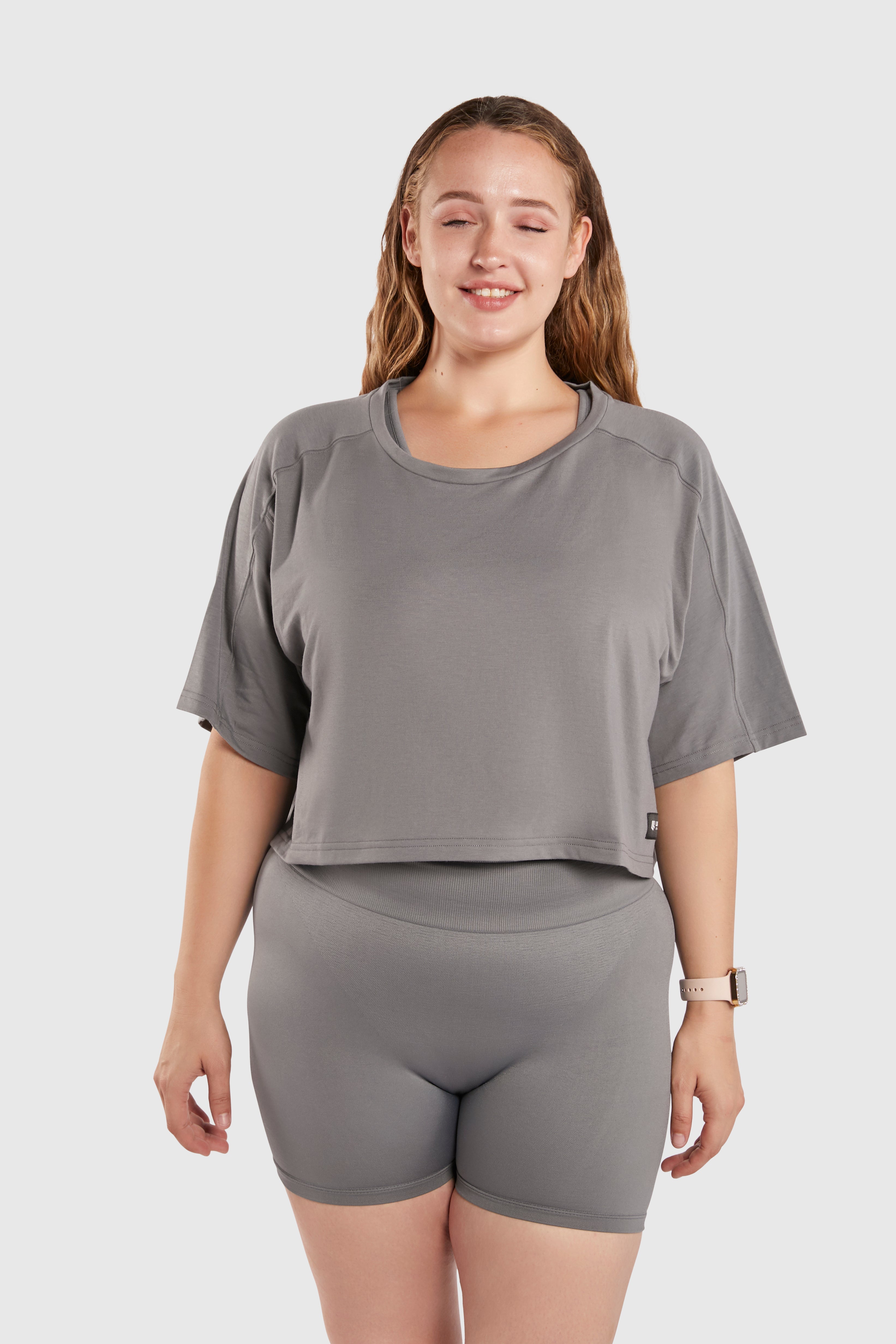 Women&#39;s Relaxed Crop Top - Poppy Seed Grey