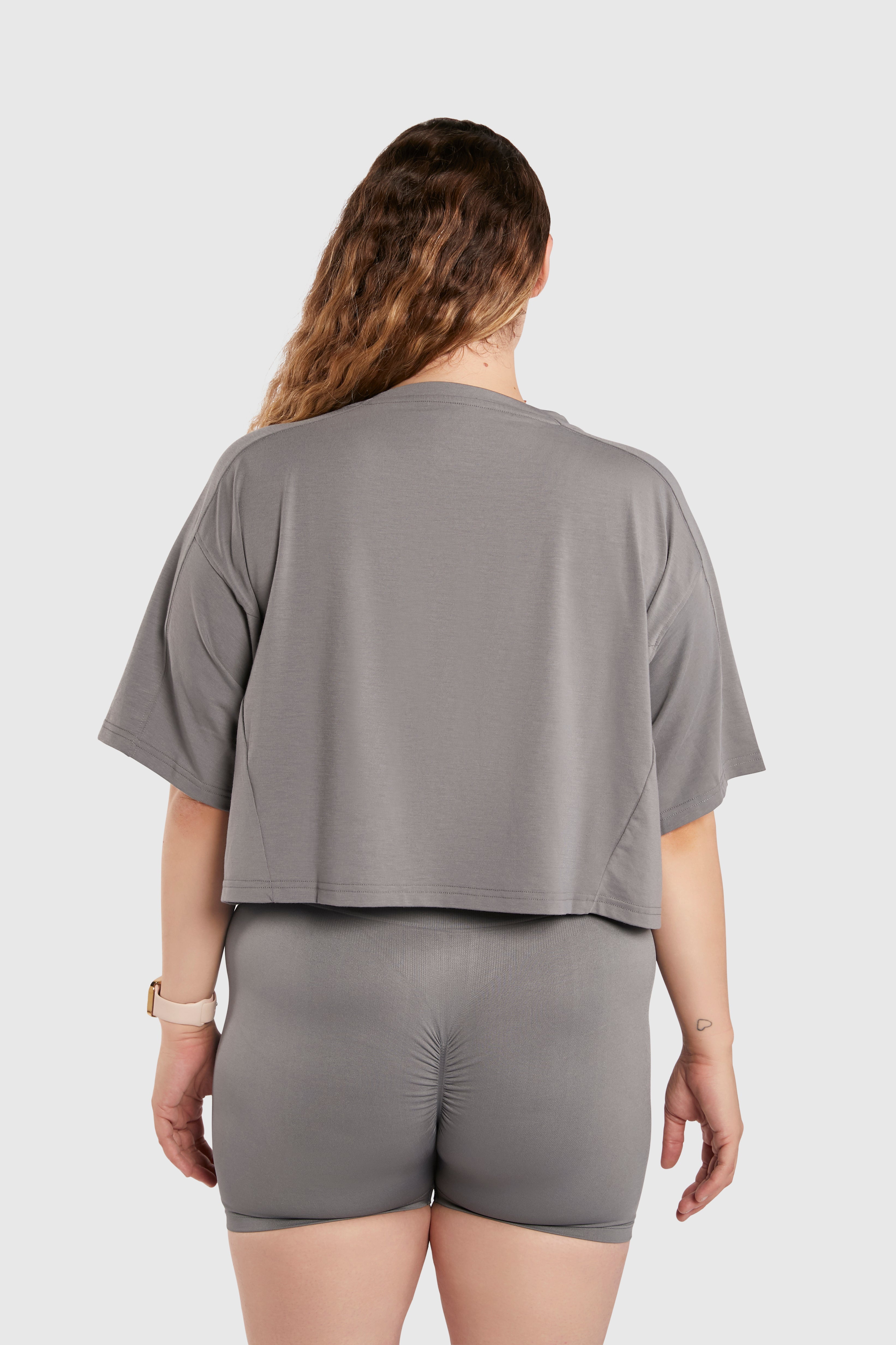 Women&#39;s Relaxed Crop Top - Poppy Seed Grey