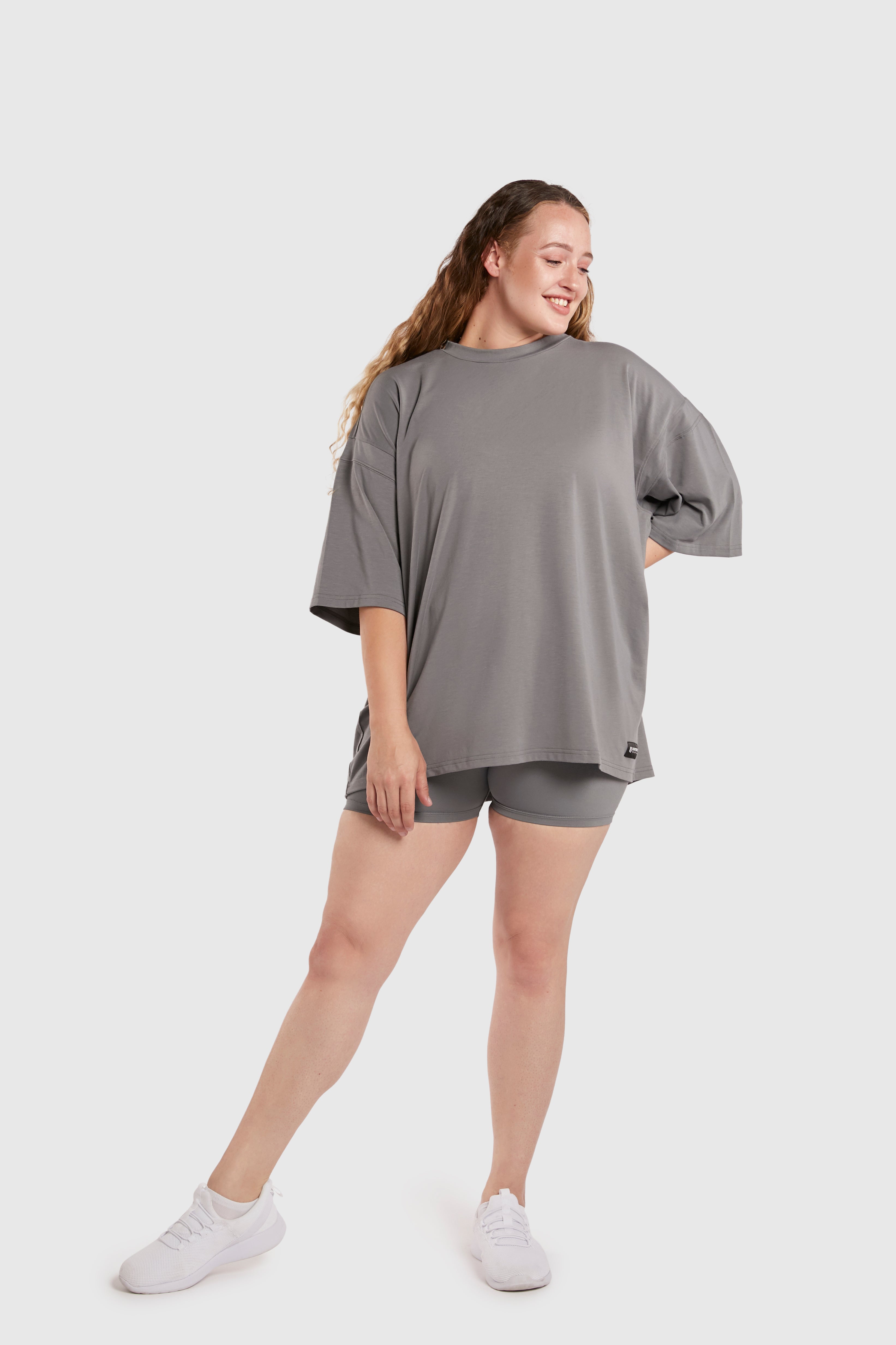 Graphic Oversized Tee - Light Weight Baby - Poppy Seed Grey