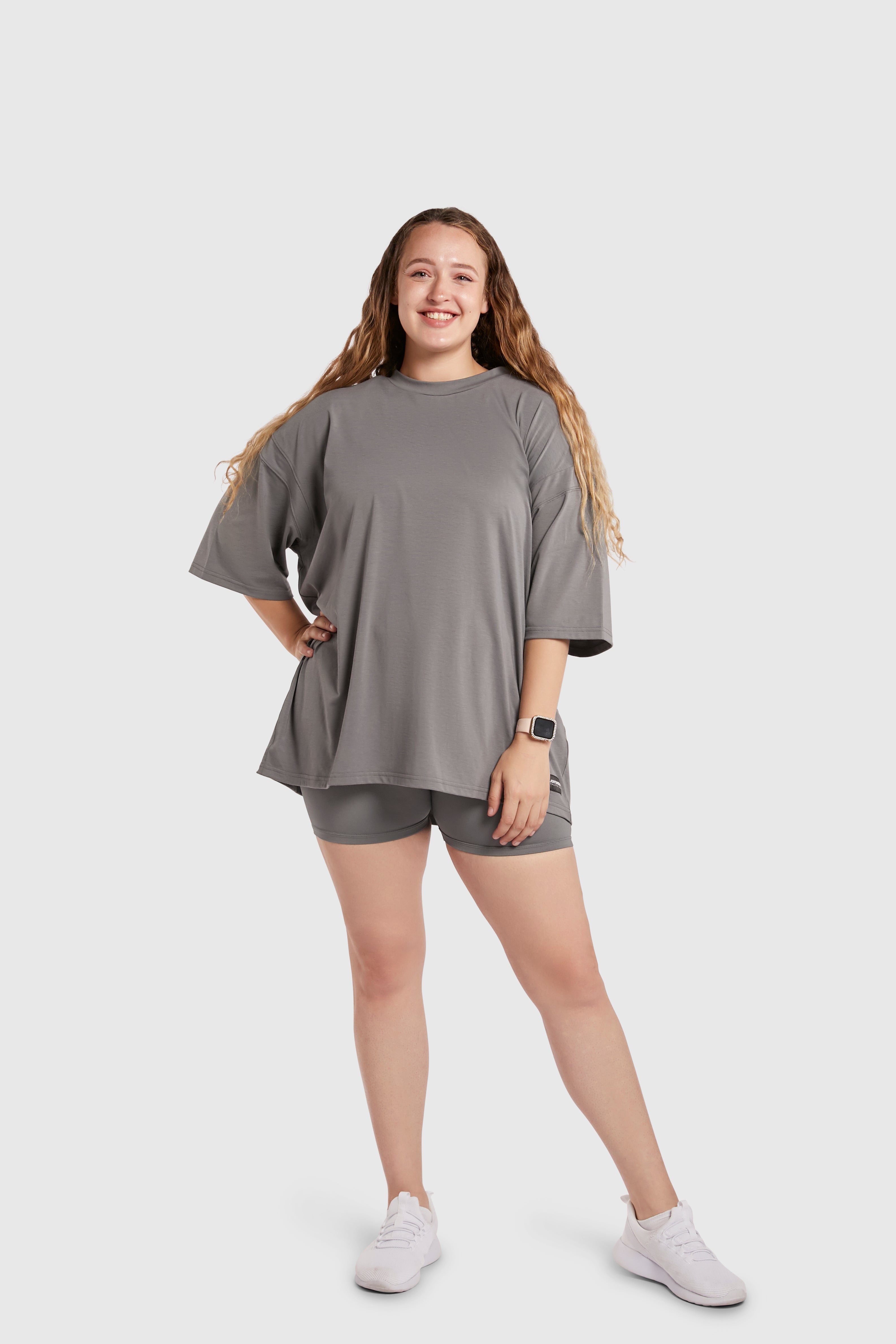 Graphic Oversized Tee - Light Weight Baby - Poppy Seed Grey