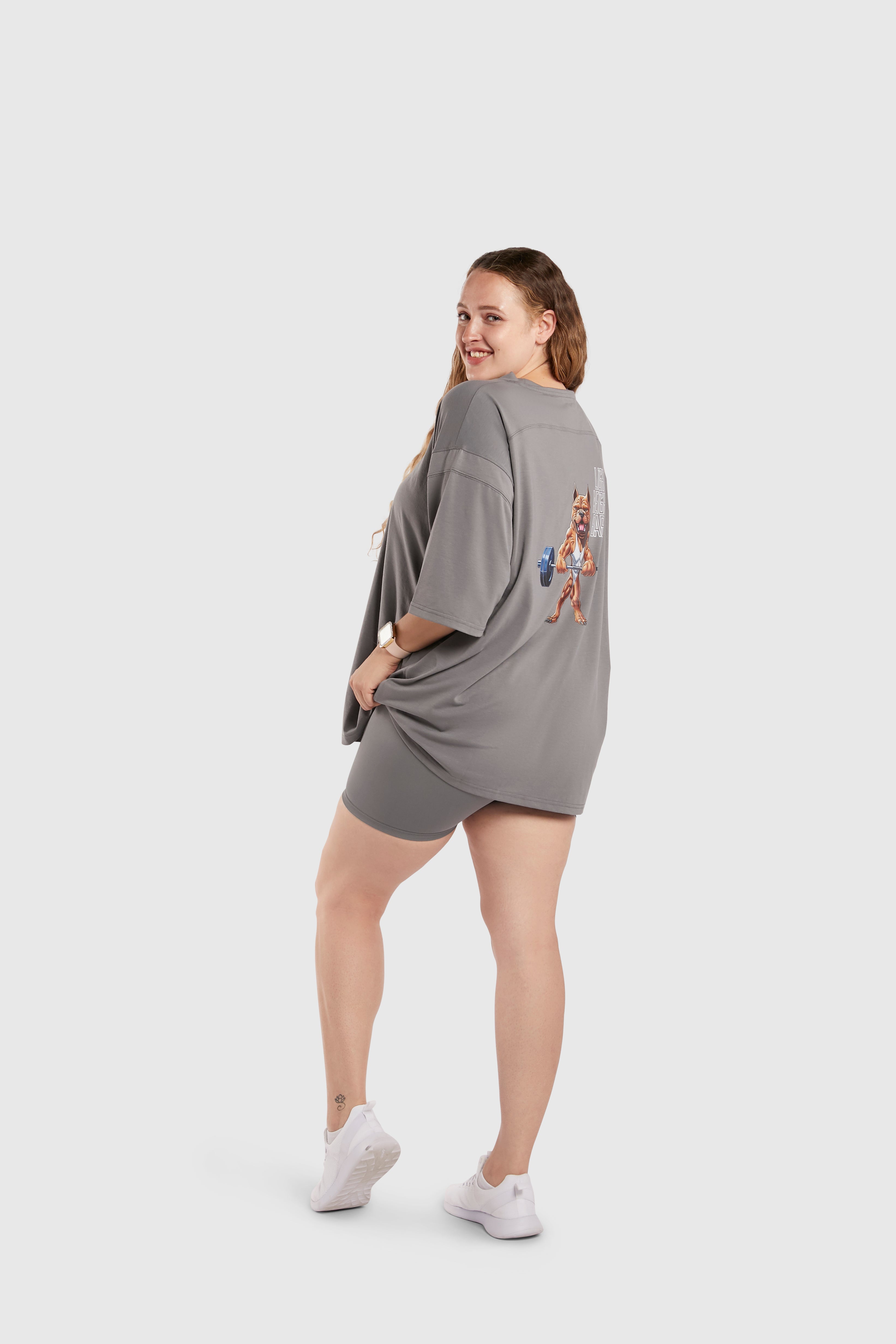 Graphic Oversized Tee - Light Weight Baby - Poppy Seed Grey