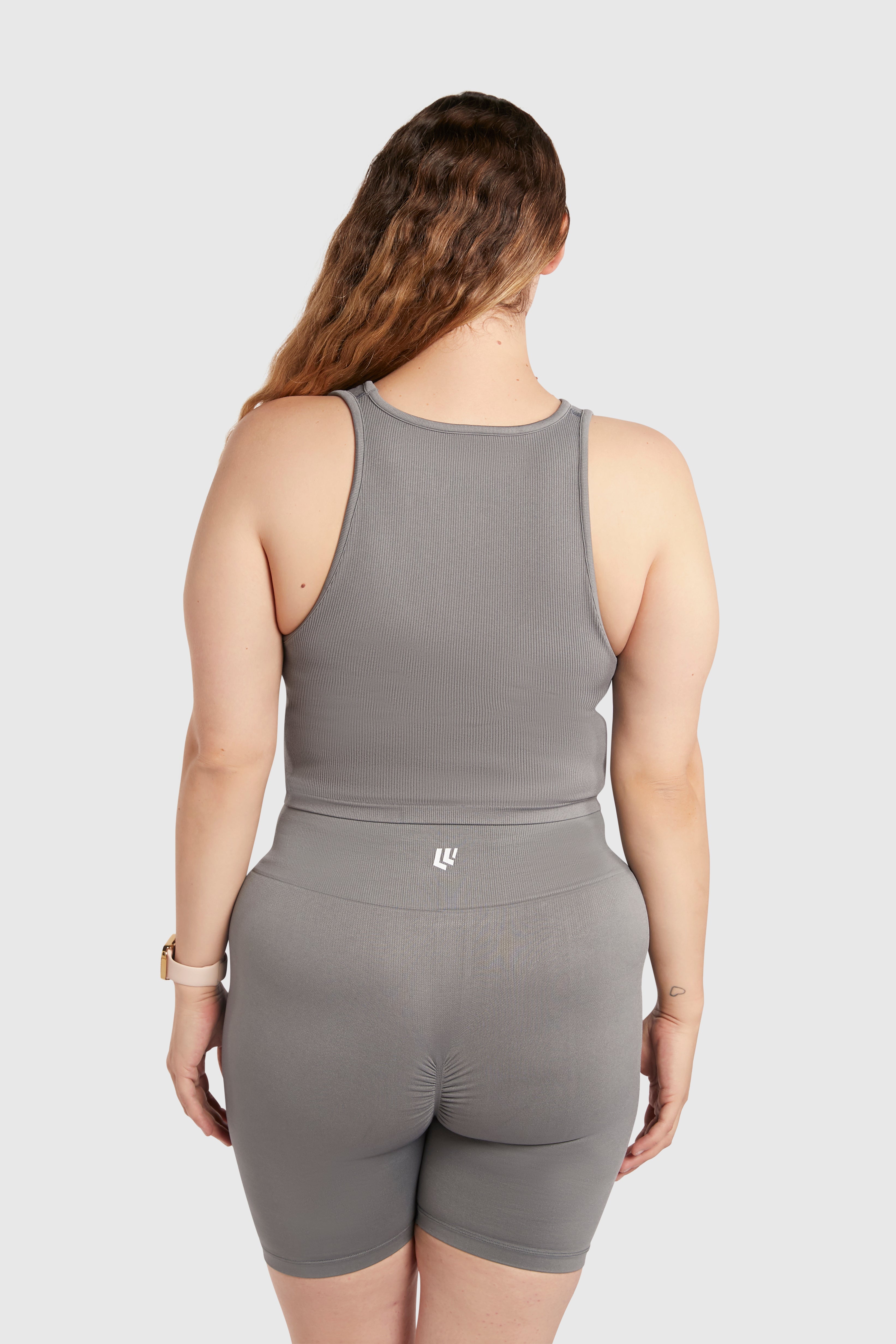 Women&#39;s Seamless Compression Crop Tank - Poppy Seed Grey