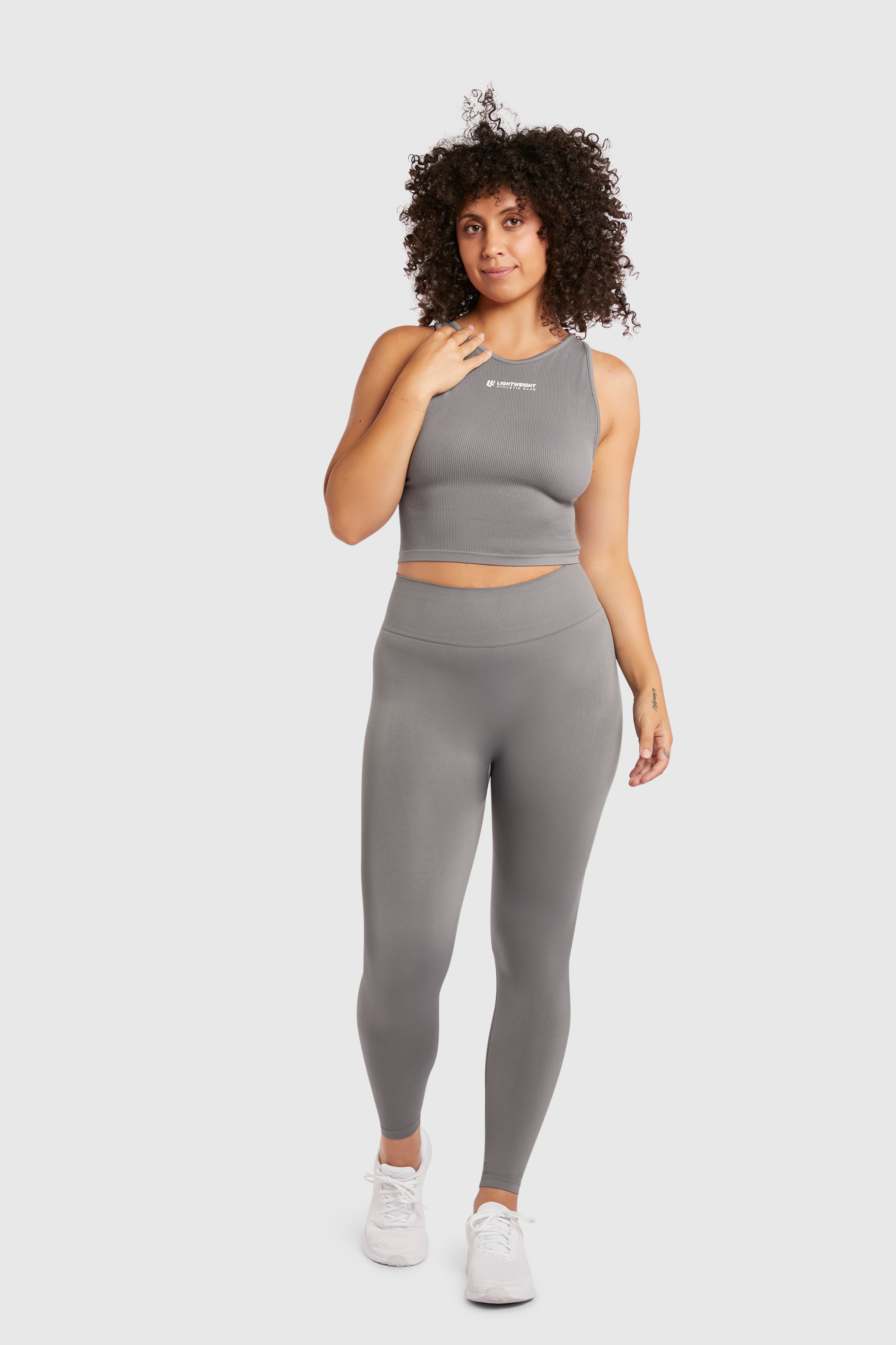 Women&#39;s Seamless Compression Crop Tank - Poppy Seed Grey