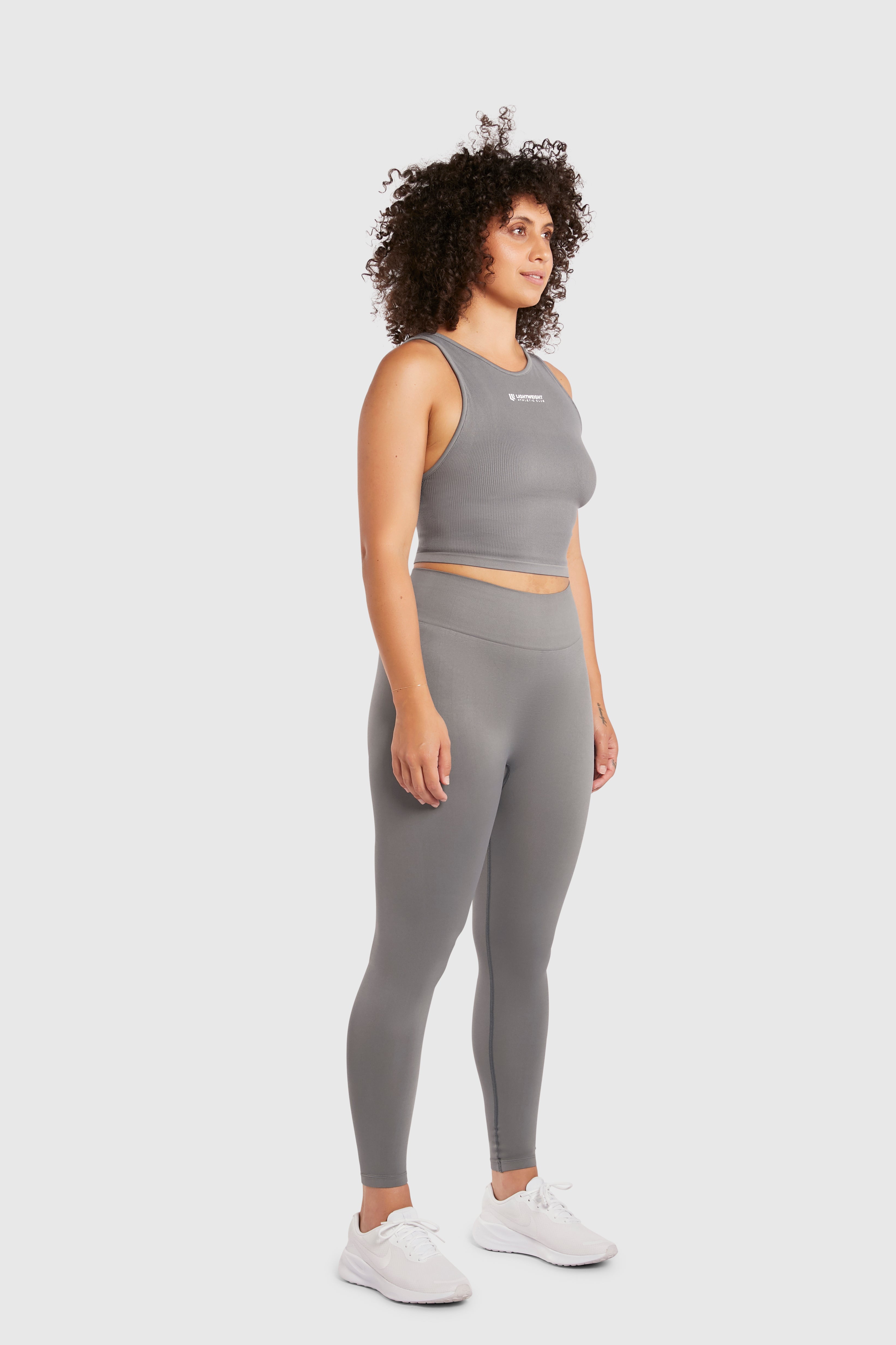 Women&#39;s Seamless Compression Crop Tank - Poppy Seed Grey