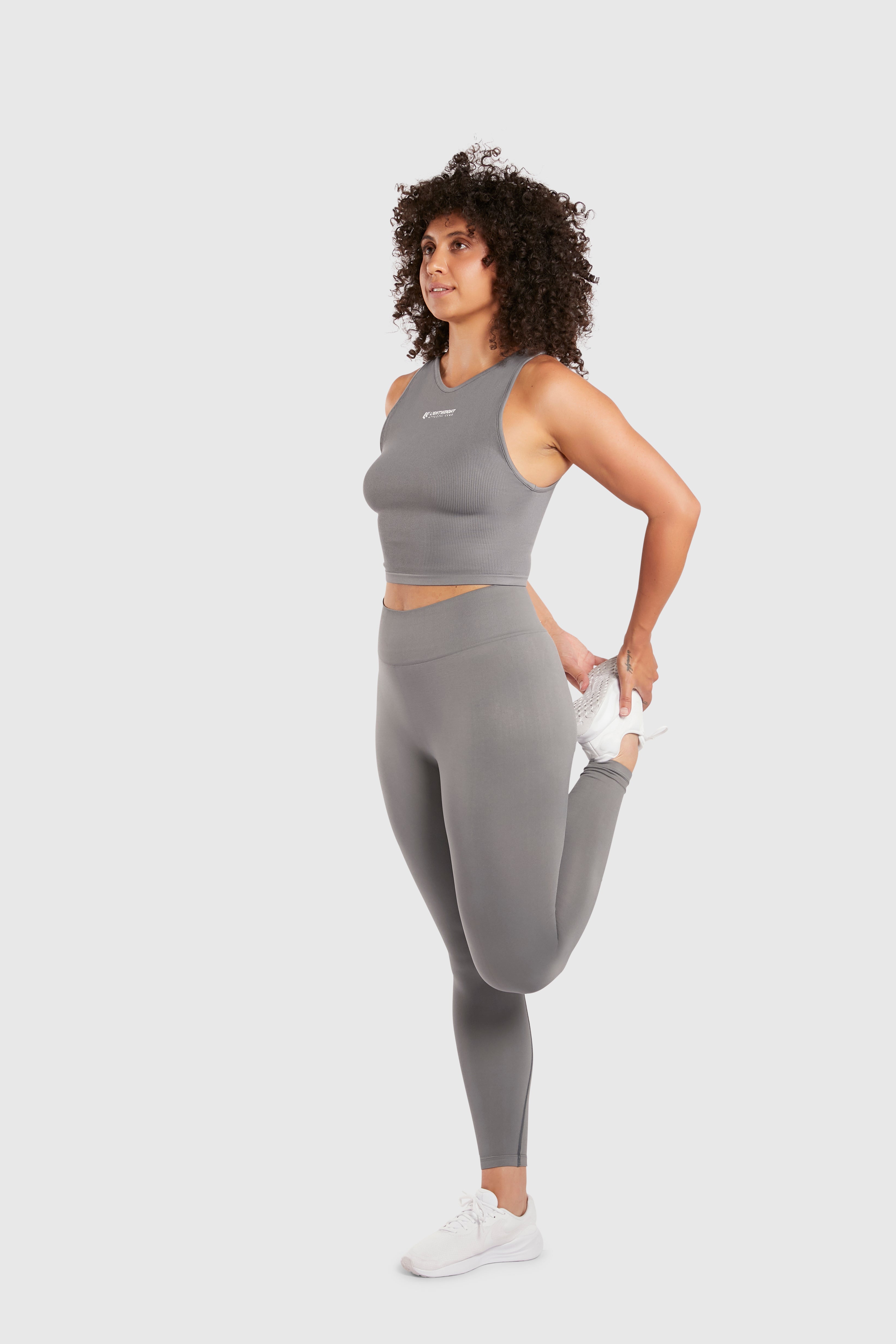 Women&#39;s Seamless Compression Crop Tank - Poppy Seed Grey