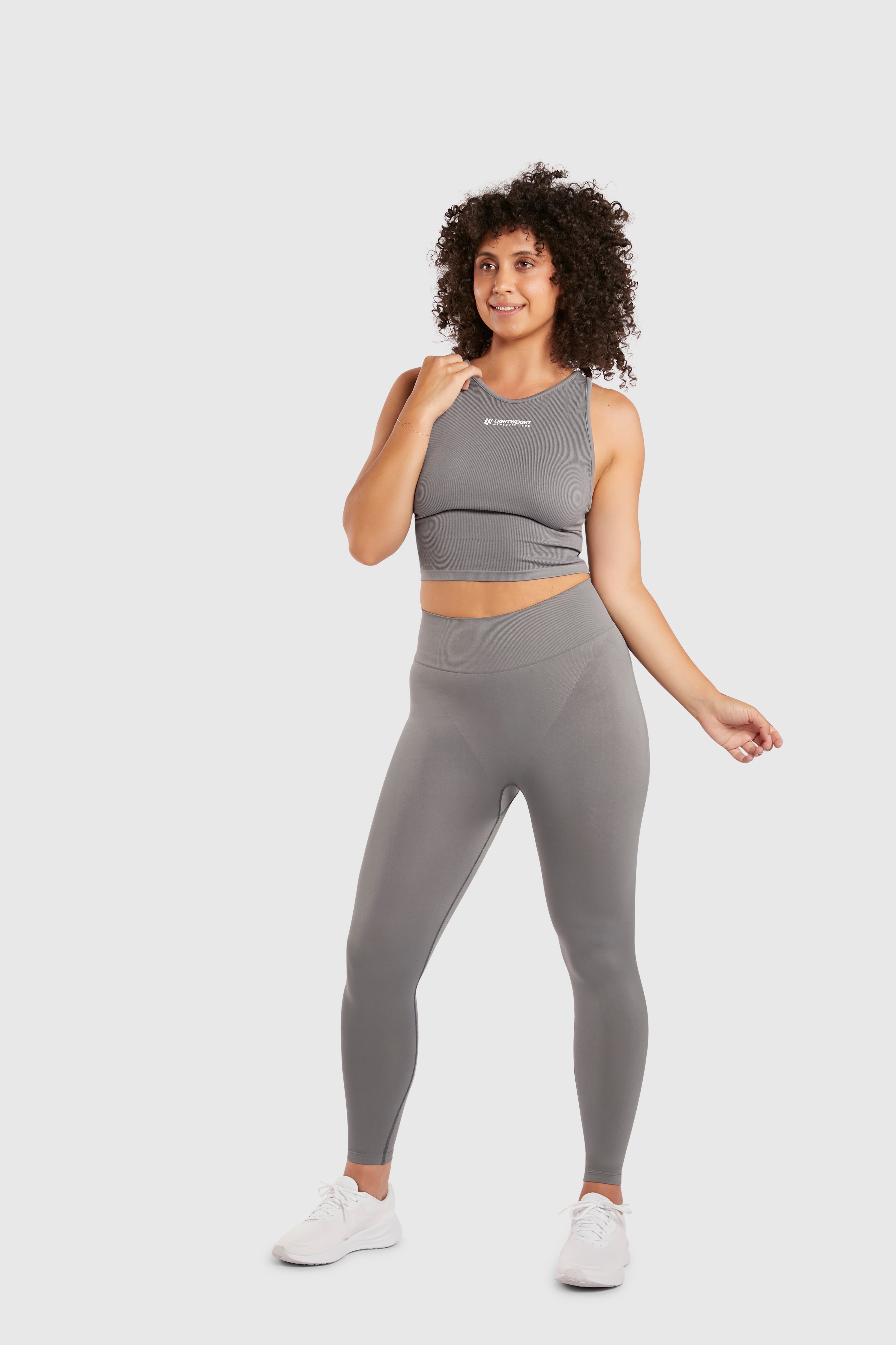 Women&#39;s Seamless Compression Crop Tank - Poppy Seed Grey