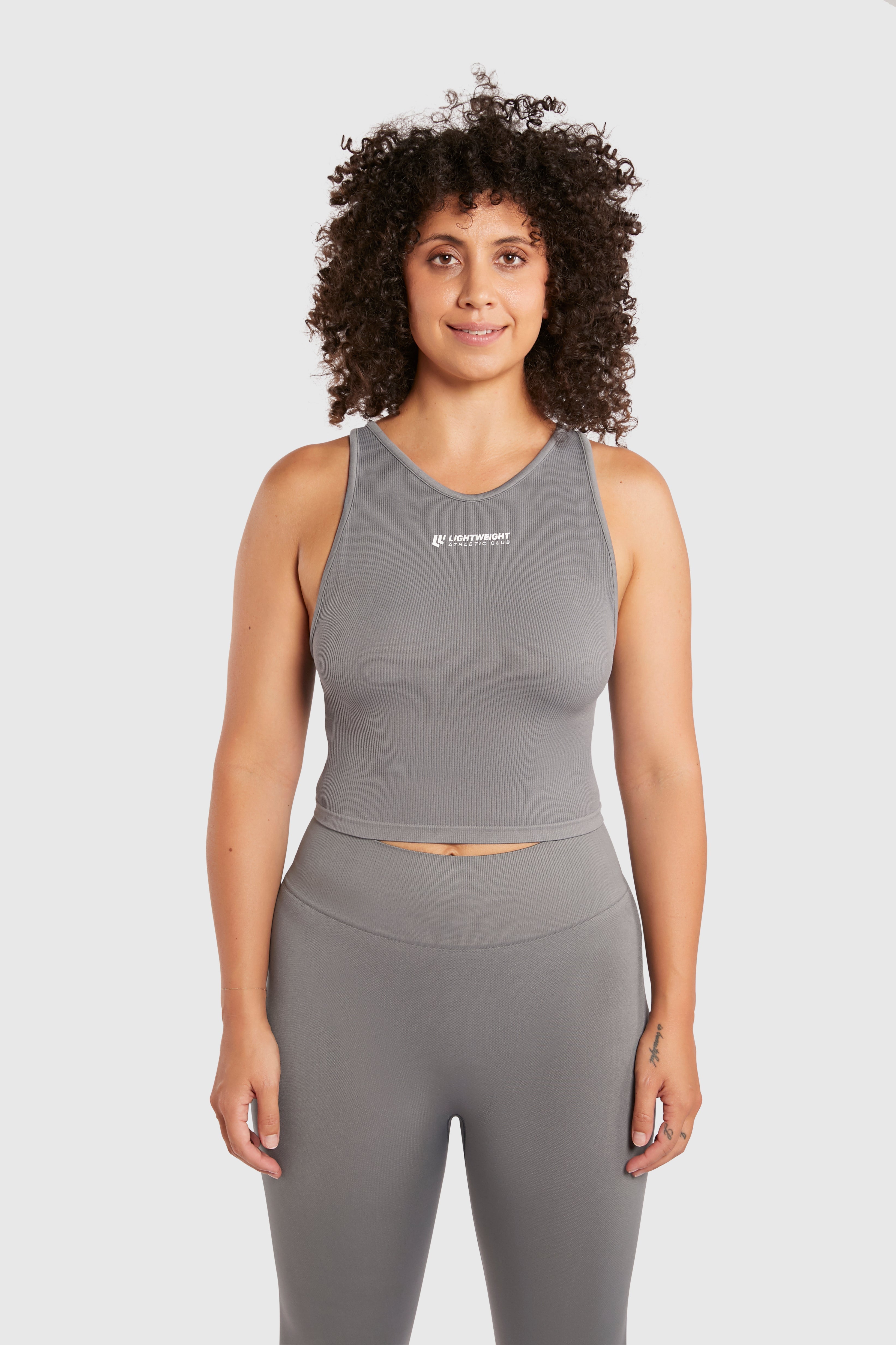 Women&#39;s Seamless Compression Crop Tank - Poppy Seed Grey