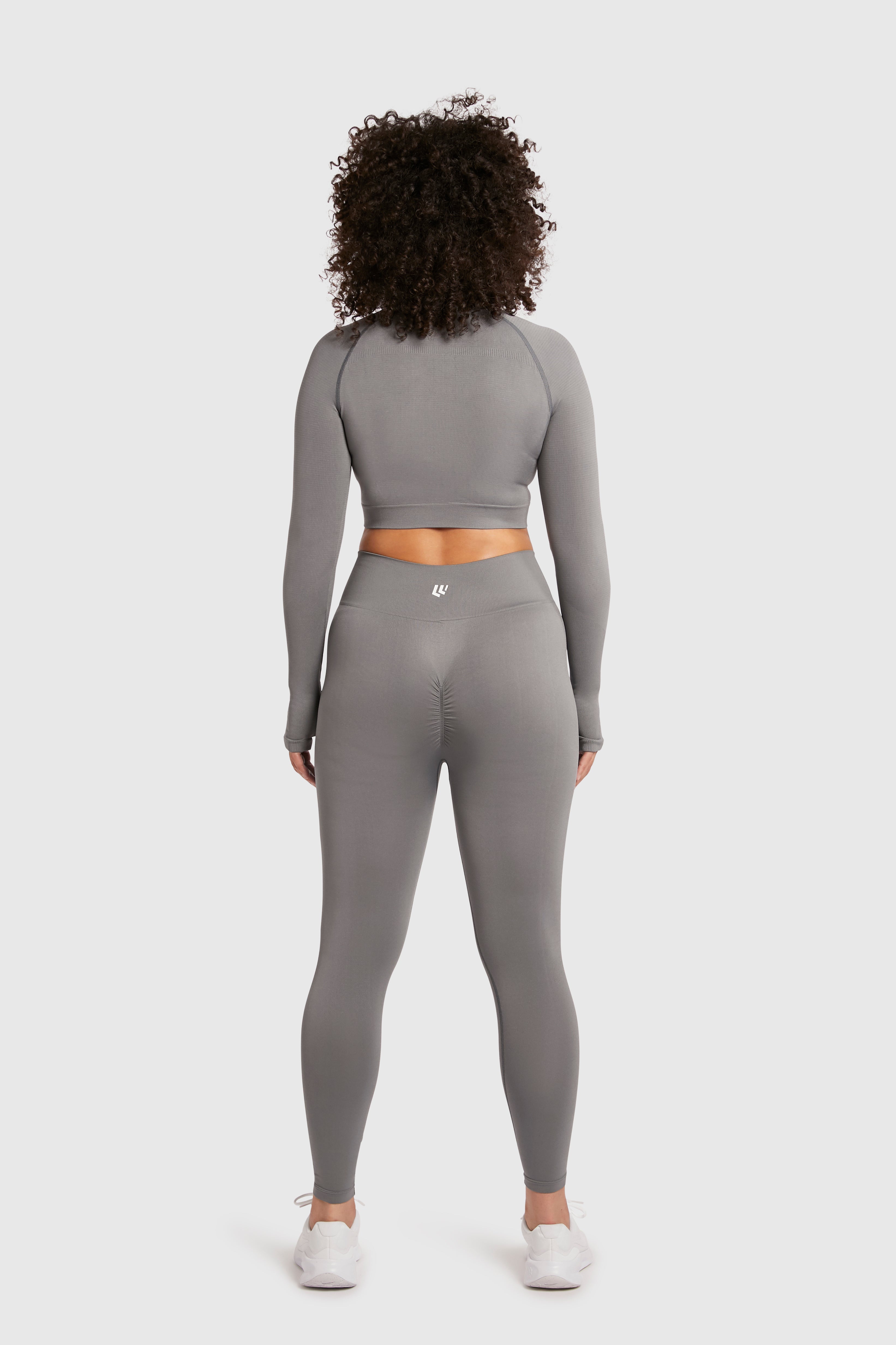 Women&#39;s Long Sleeve Compression Crop - Poppy Seed Grey