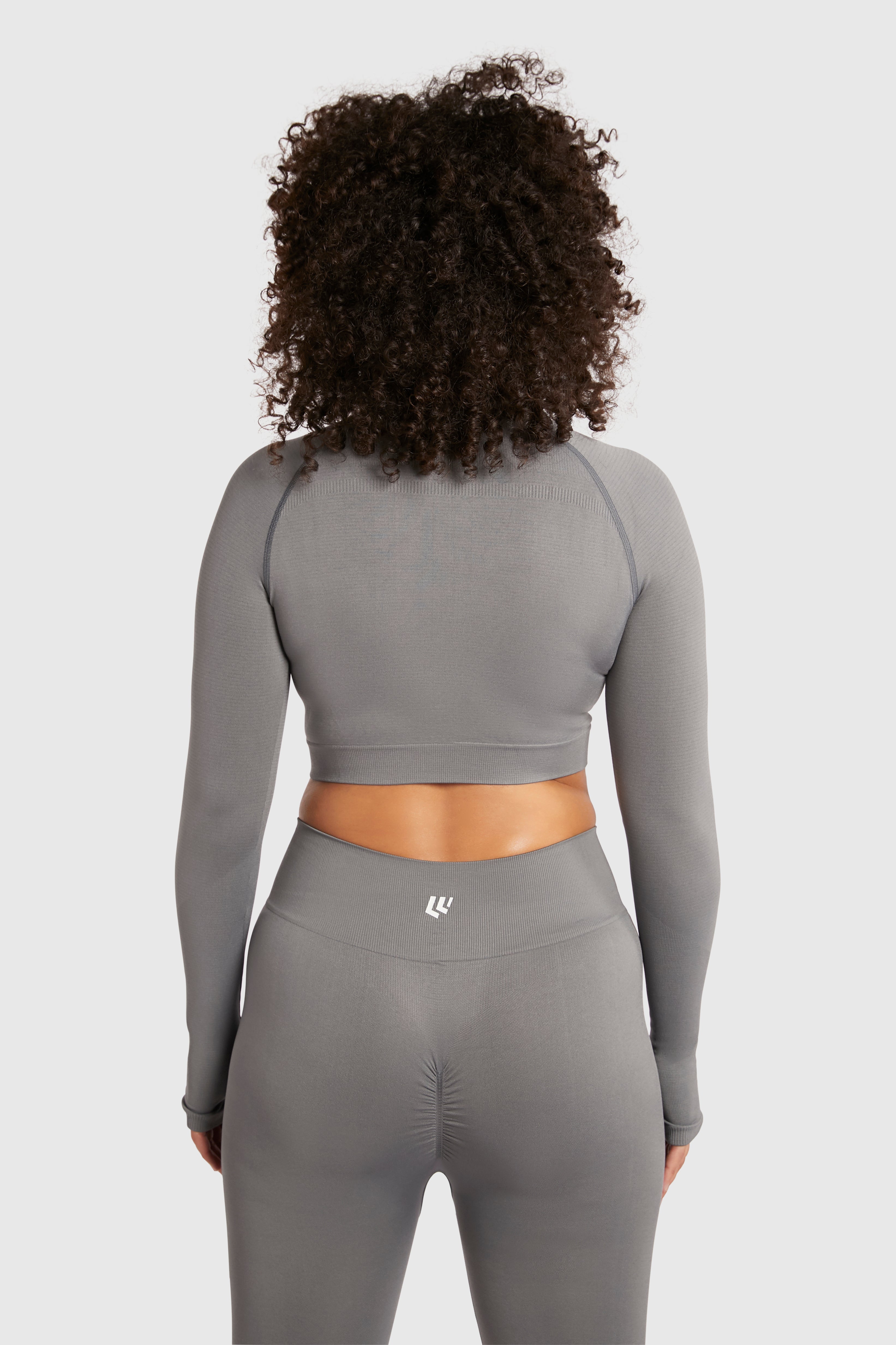 Women&#39;s Long Sleeve Compression Crop - Poppy Seed Grey