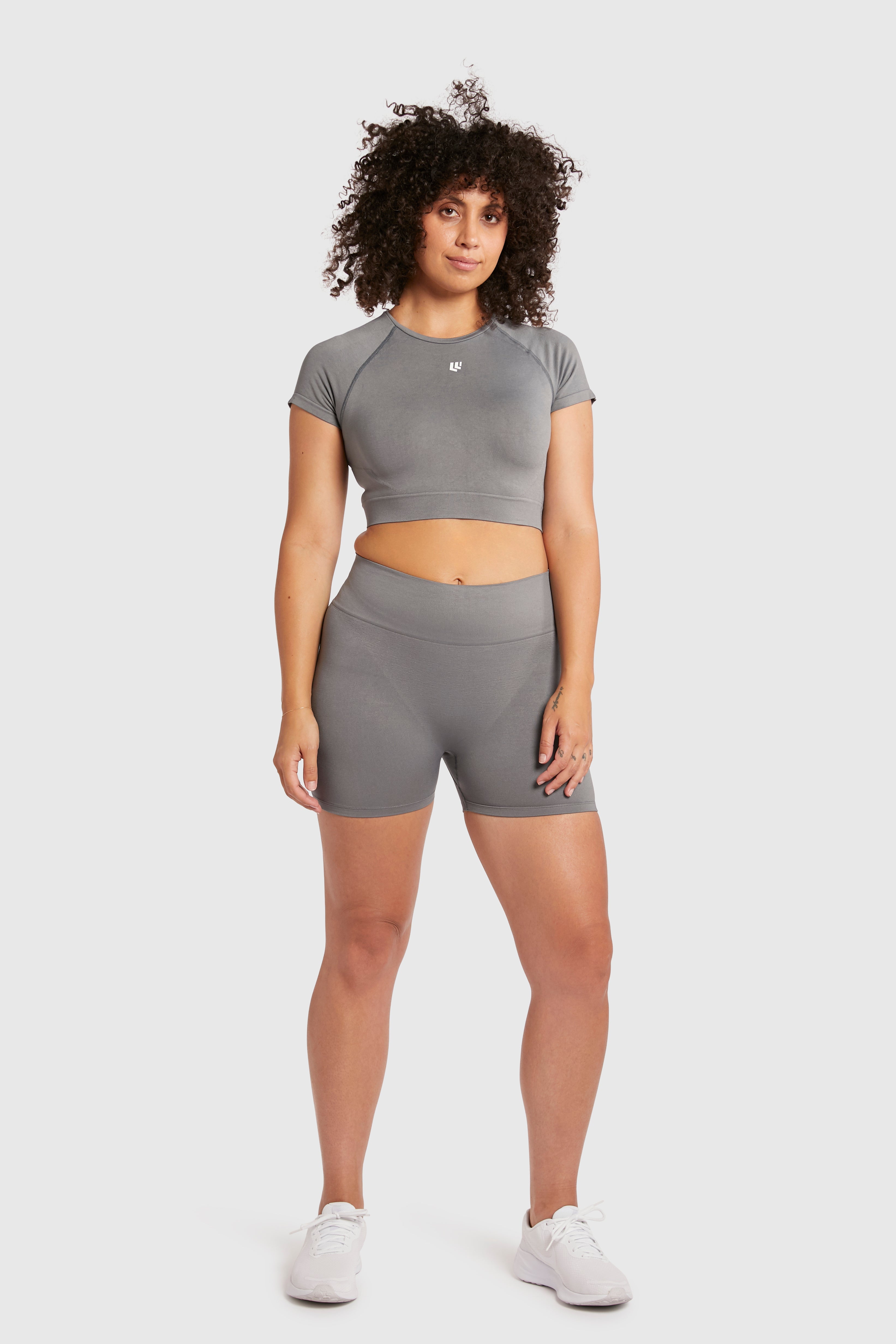 Women&#39;s Seamless Bike Shorts 4.5 inches - Poppy Seed Grey