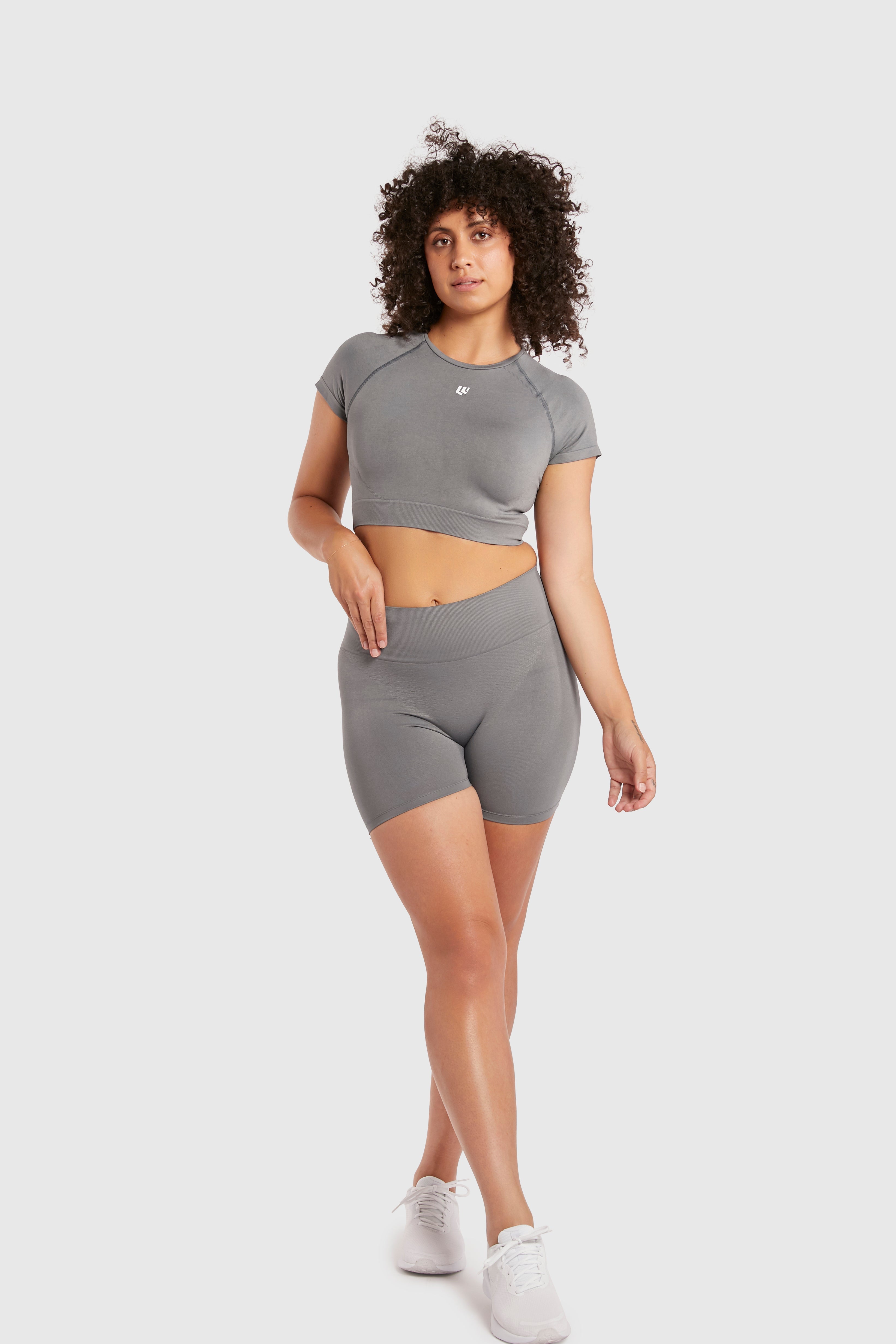 Women&#39;s Seamless Bike Shorts 4.5 inches - Poppy Seed Grey