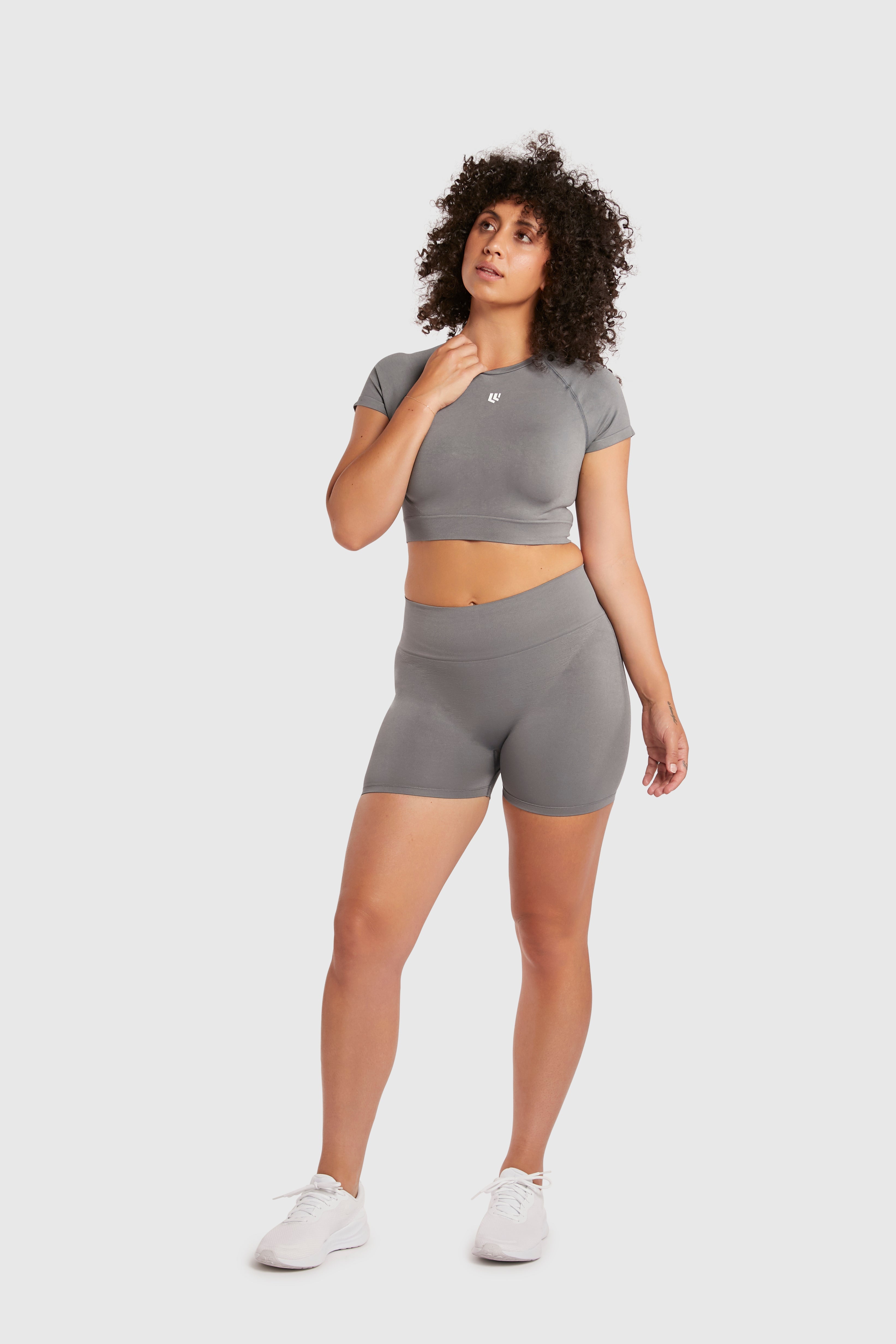 Women&#39;s Seamless Bike Shorts 4.5 inches - Poppy Seed Grey