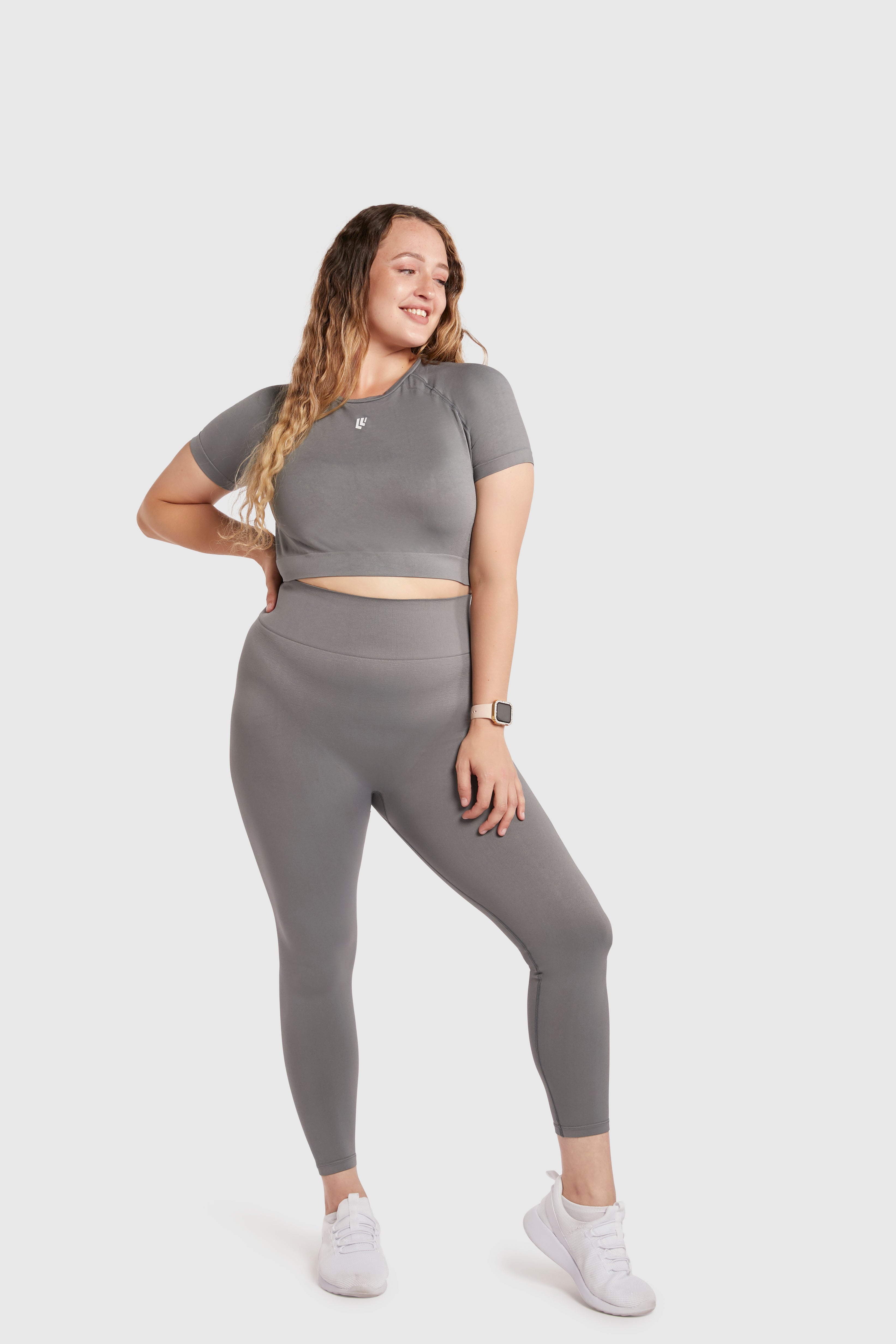 Women&#39;s High Wasted Seamless Leggings - Poppy Seed Grey