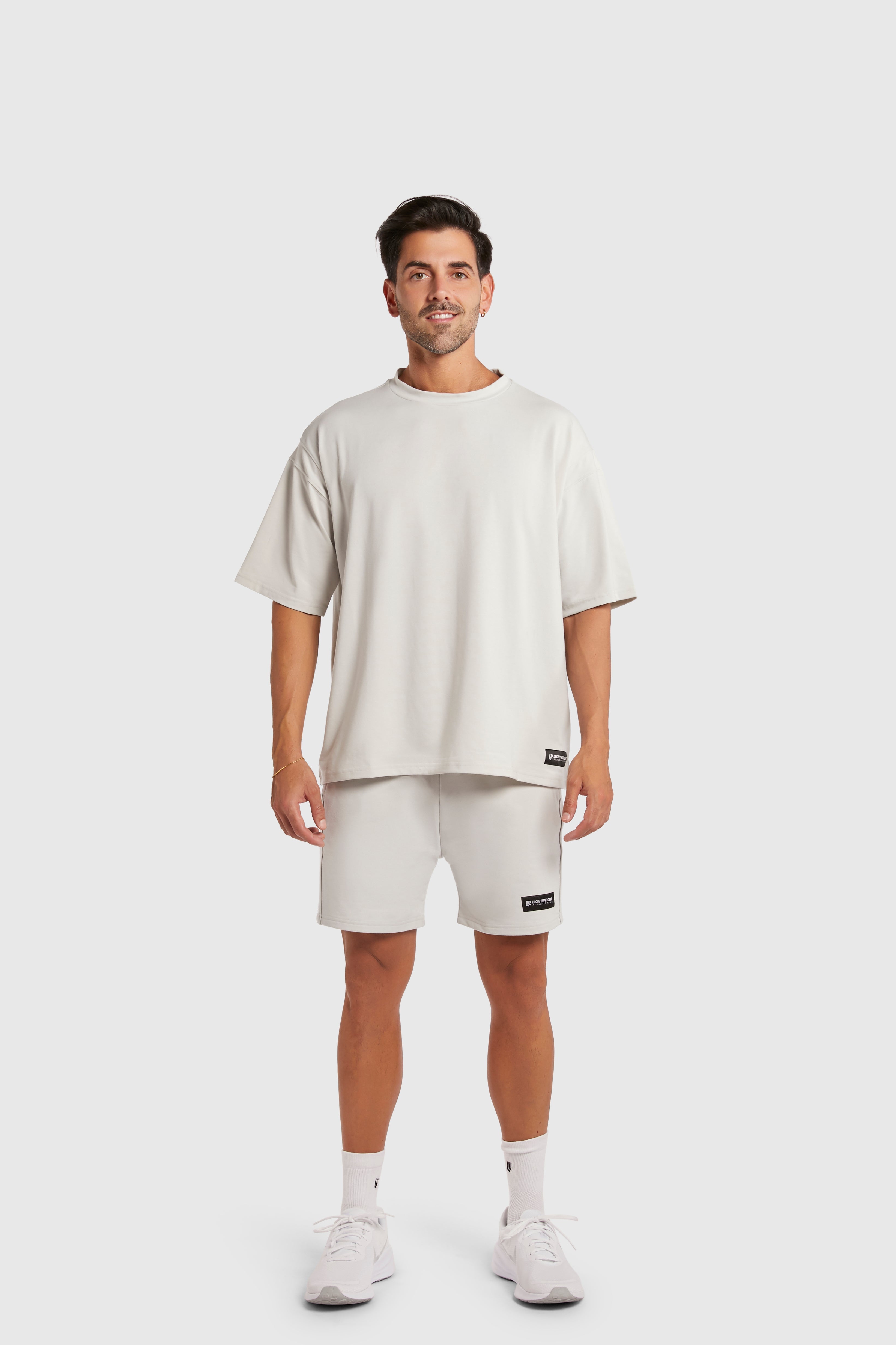 Graphic Oversized Tee - Here Comes the Pump - Glacier Grey