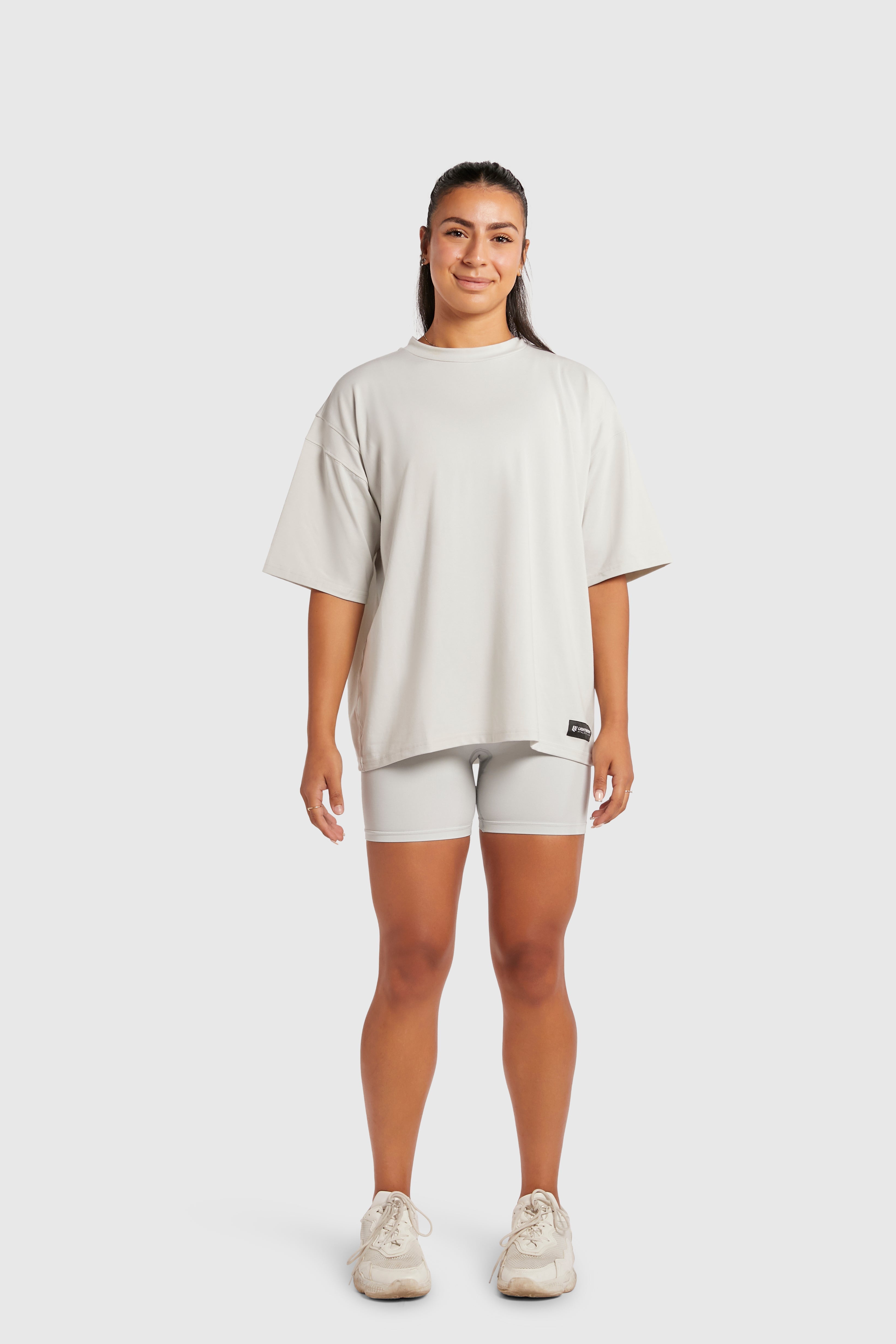 Graphic Oversized Tee - Gym Rat - Glacier Grey