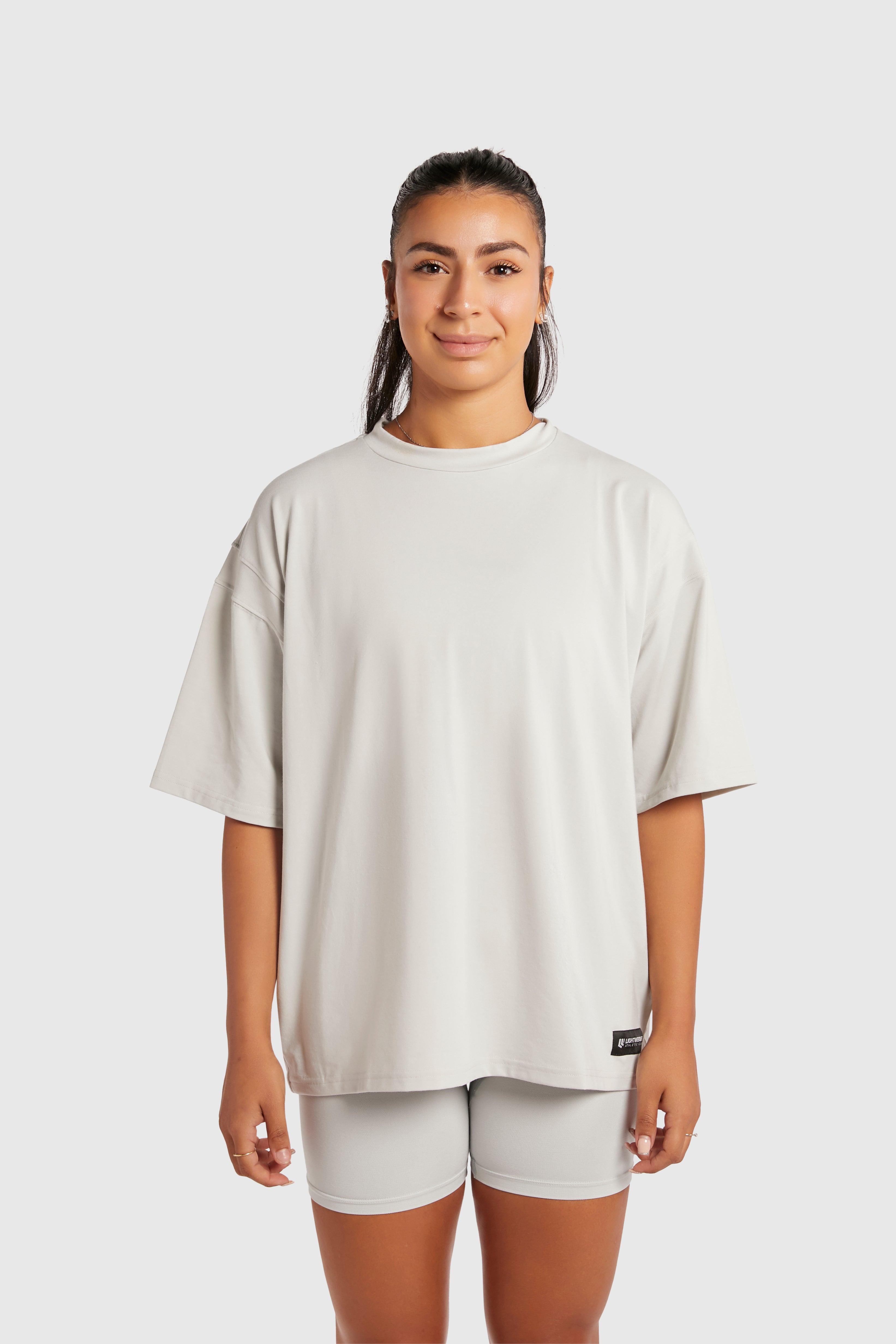 Graphic Oversized Tee - Gym Rat - Glacier Grey