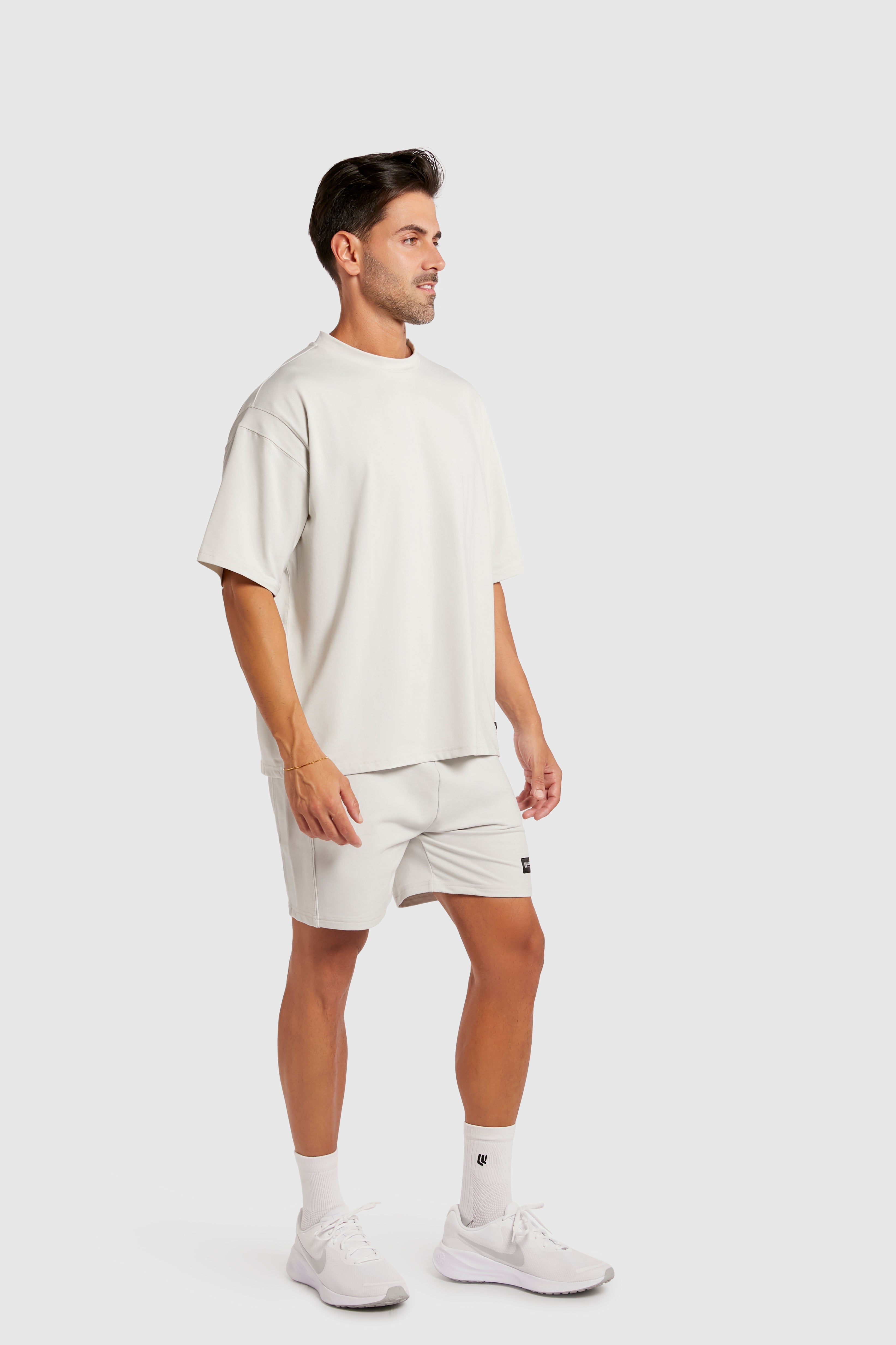 Graphic Oversized Tee - Gym Rat - Glacier Grey