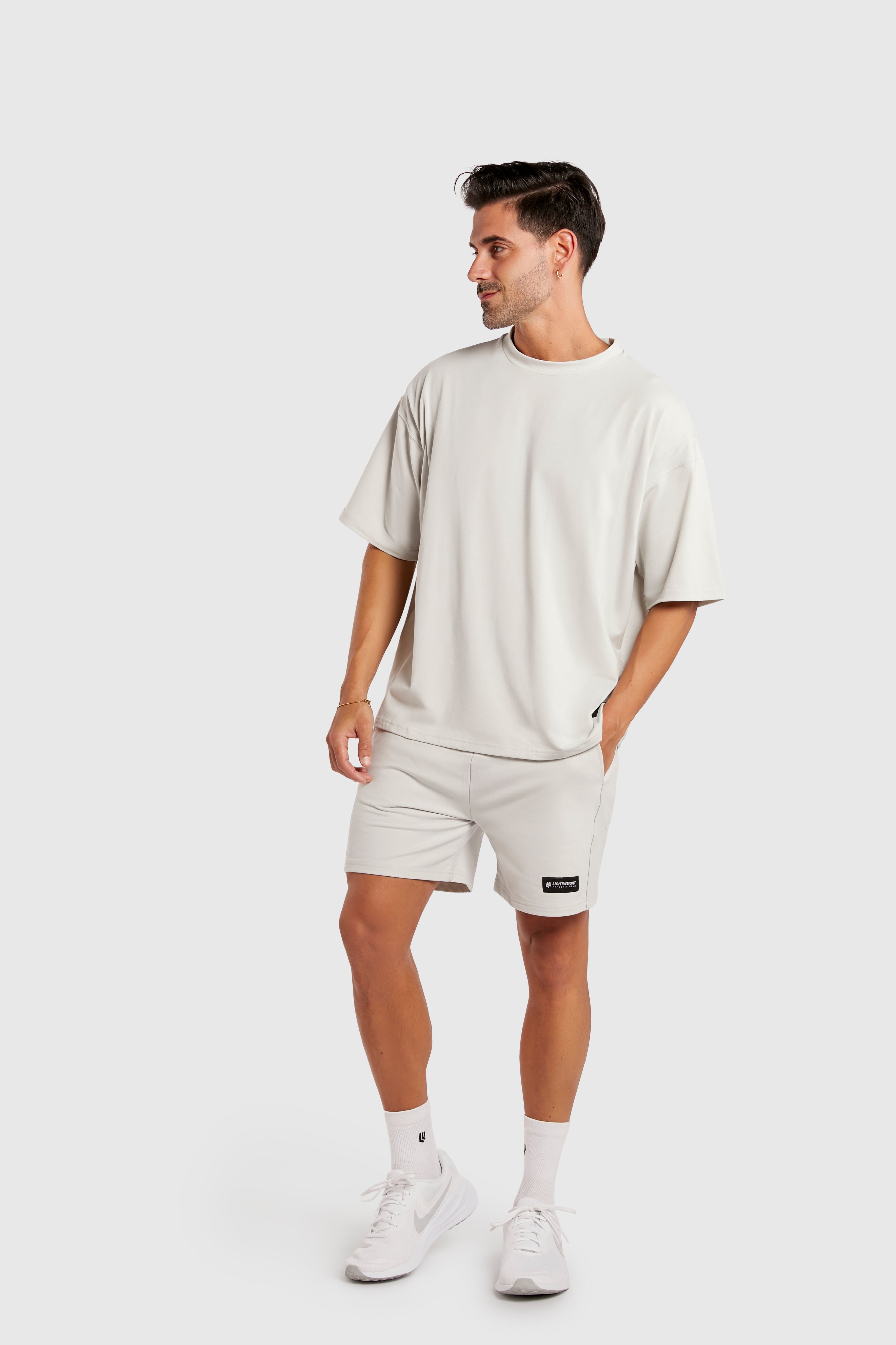 Graphic Oversized Tee - Gym Rat - Glacier Grey