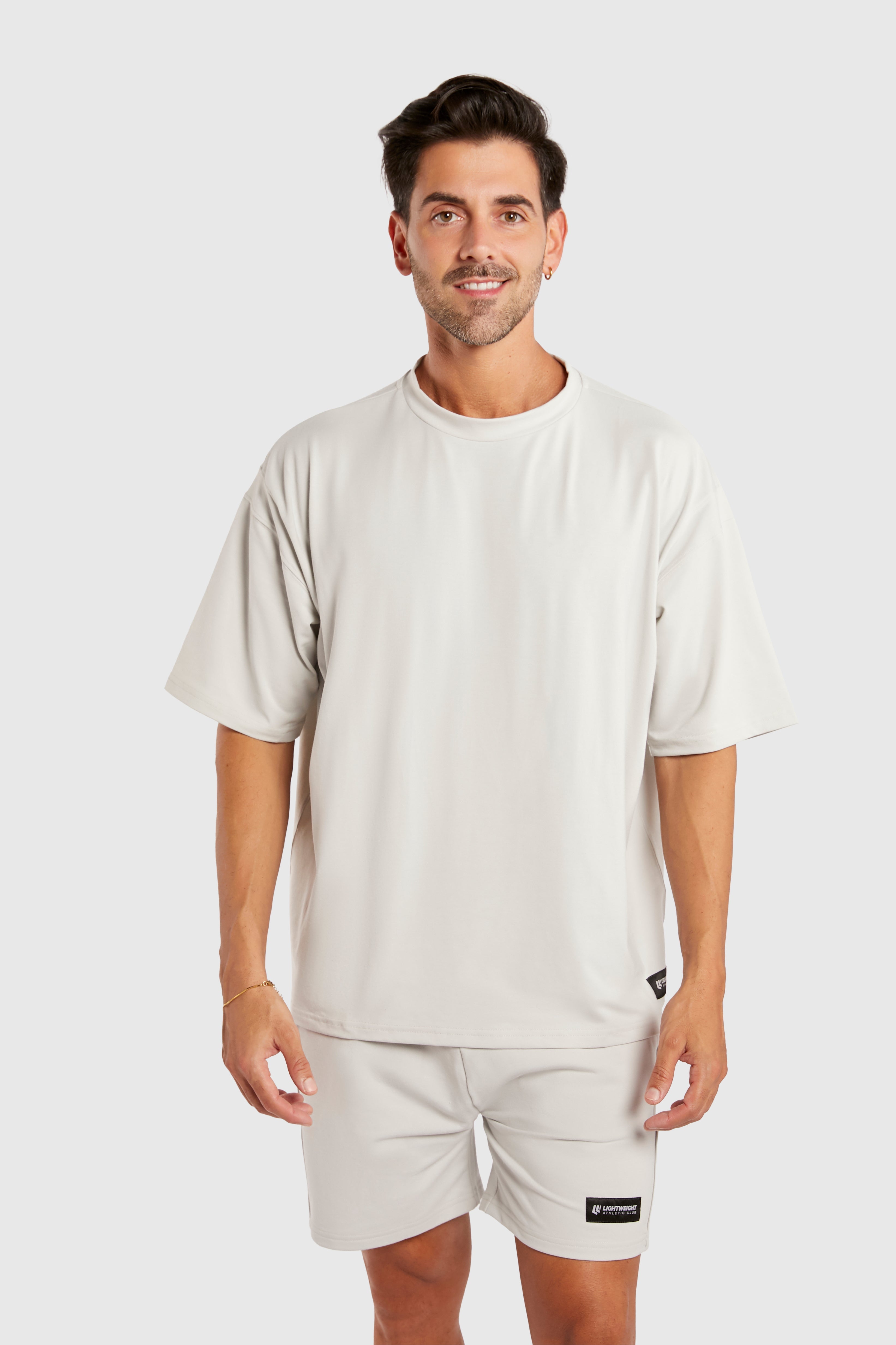 Graphic Oversized Tee - Gym Rat - Glacier Grey