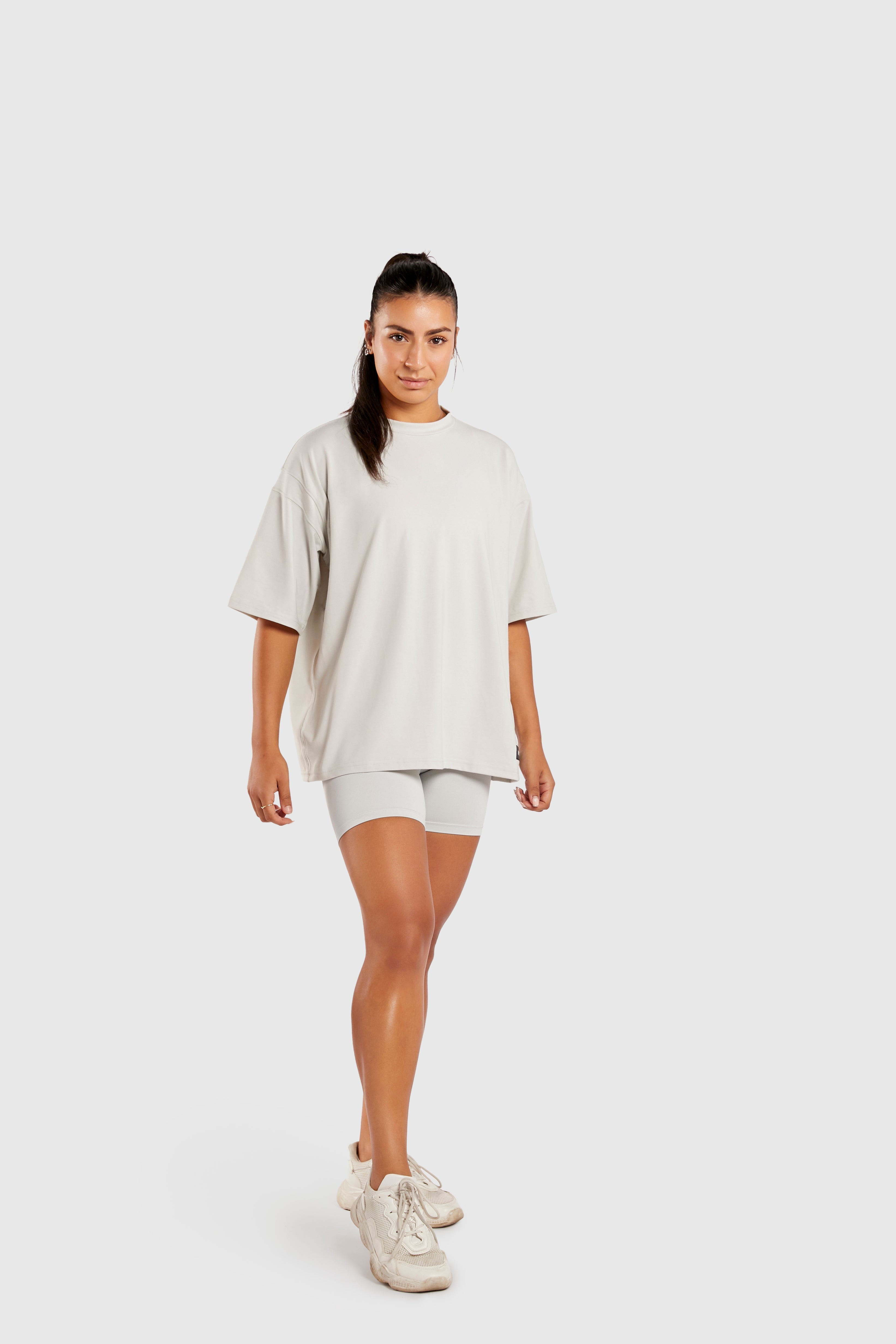 Graphic Oversized Tee - Here Comes the Pump - Glacier Grey