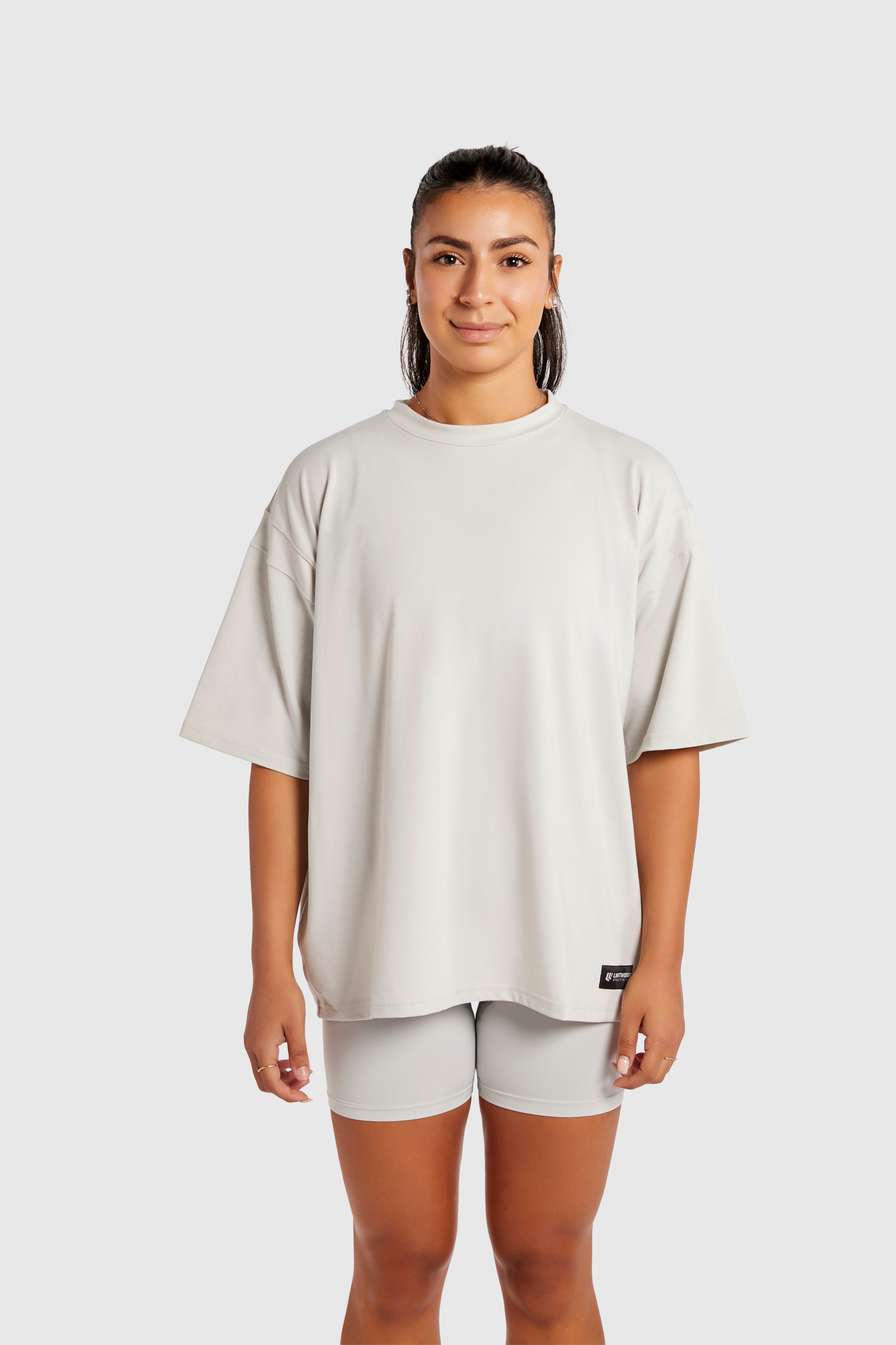 Graphic Oversized Tee - Here Comes the Pump - Glacier Grey