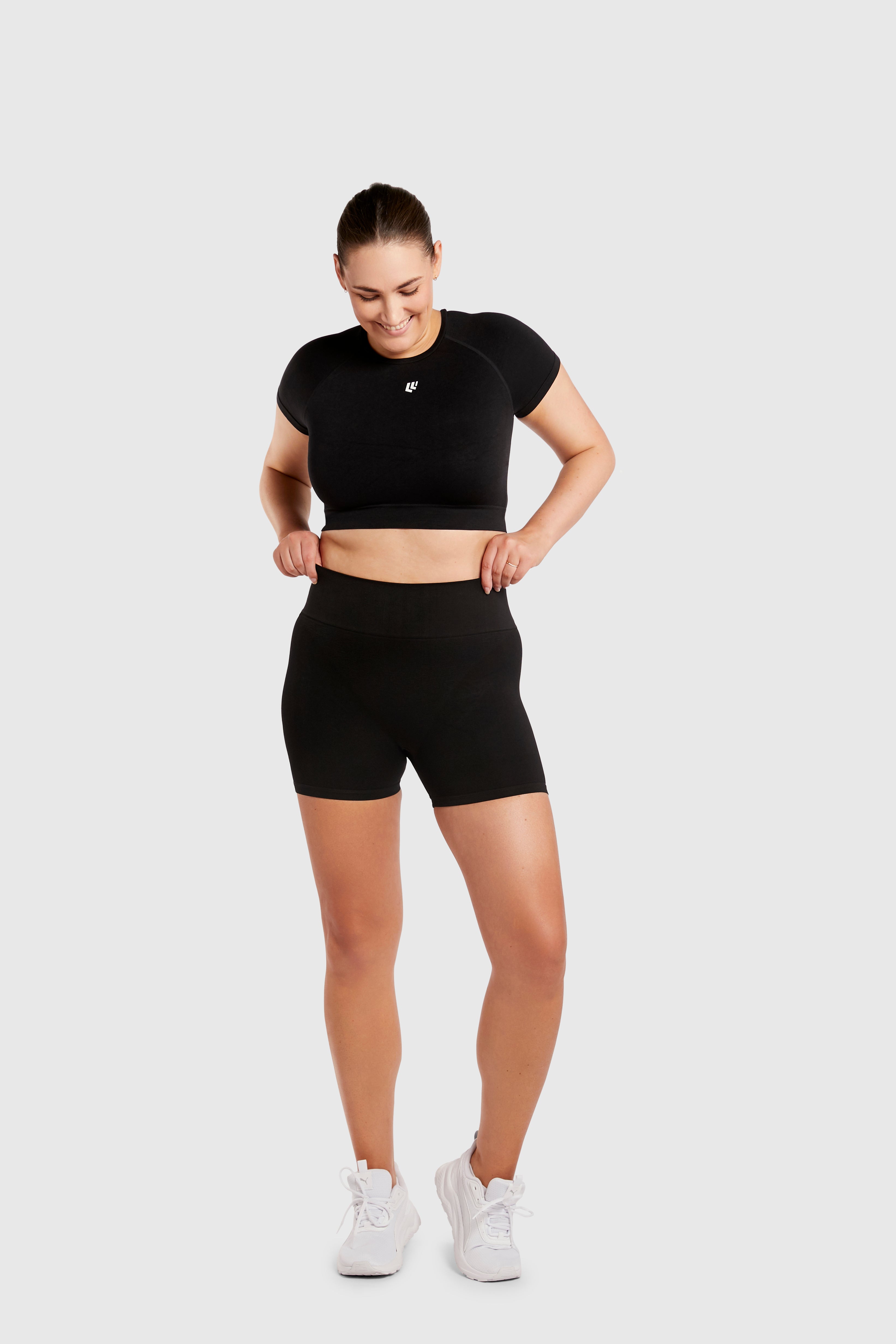 Women&#39;s Seamless Bike Shorts 4.5 inches - Black