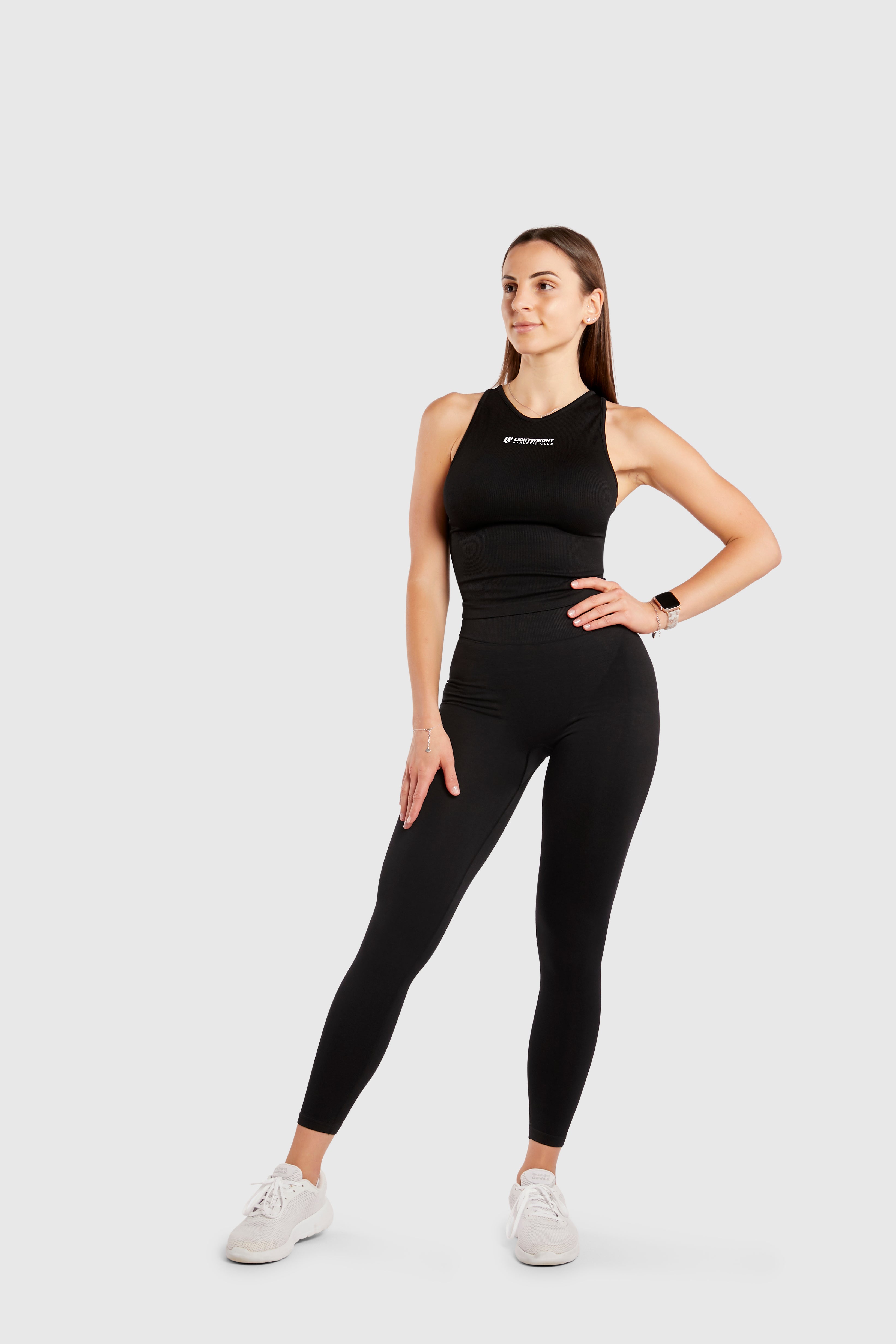 Women&#39;s Seamless Compression Crop Tank - Black