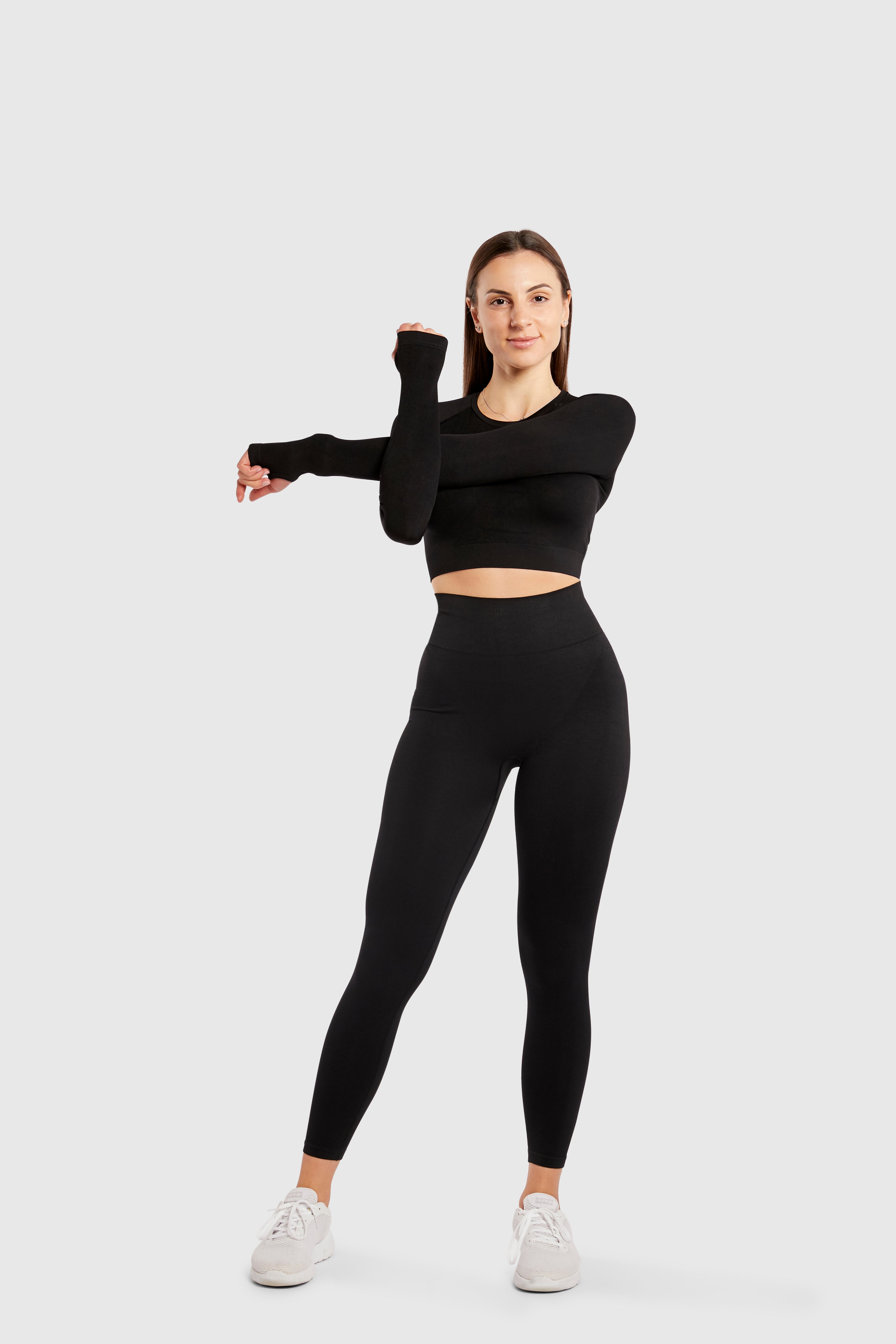 Women&#39;s Long Sleeve Compression Crop - Black