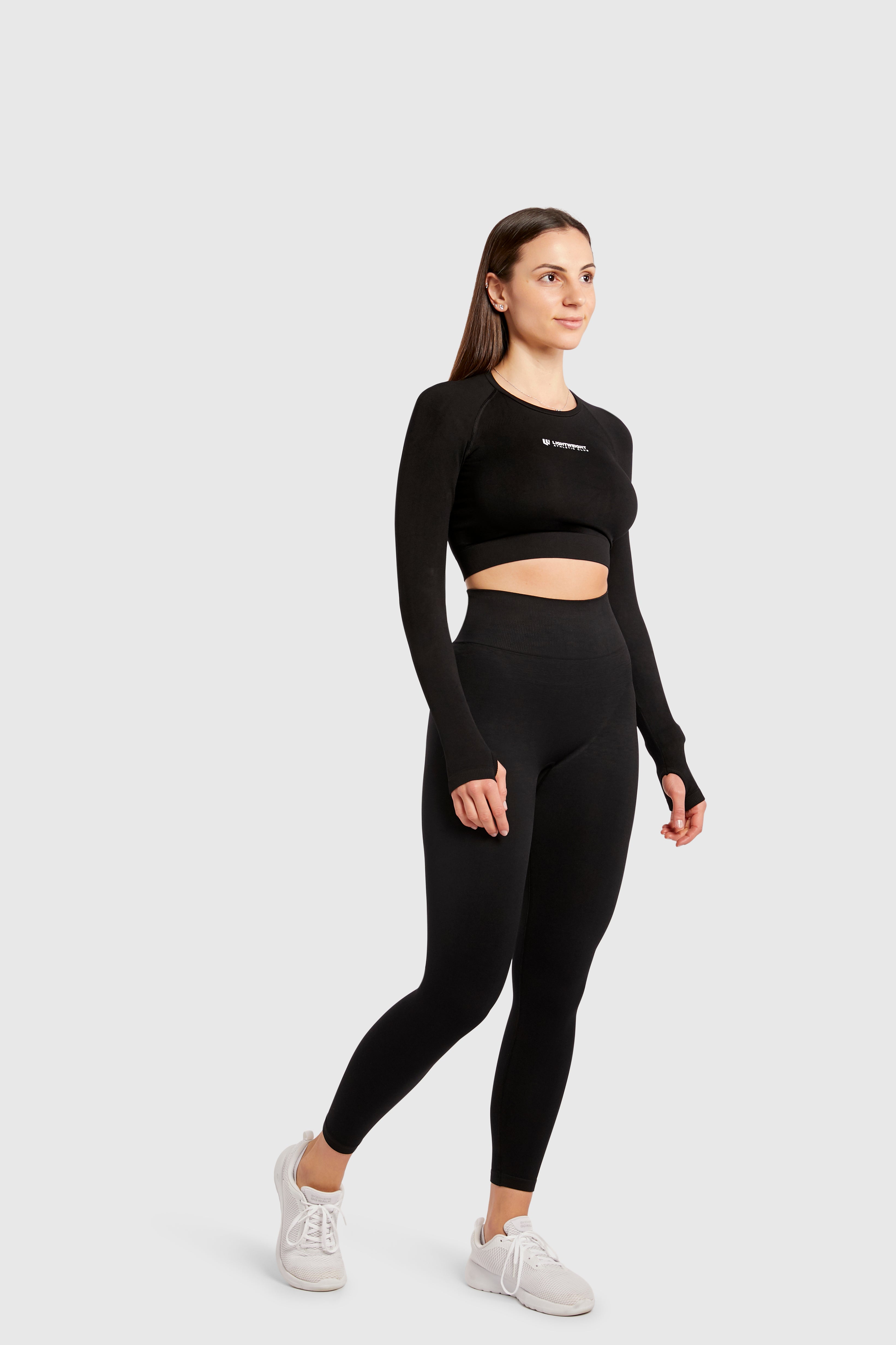 Women&#39;s Long Sleeve Compression Crop - Black