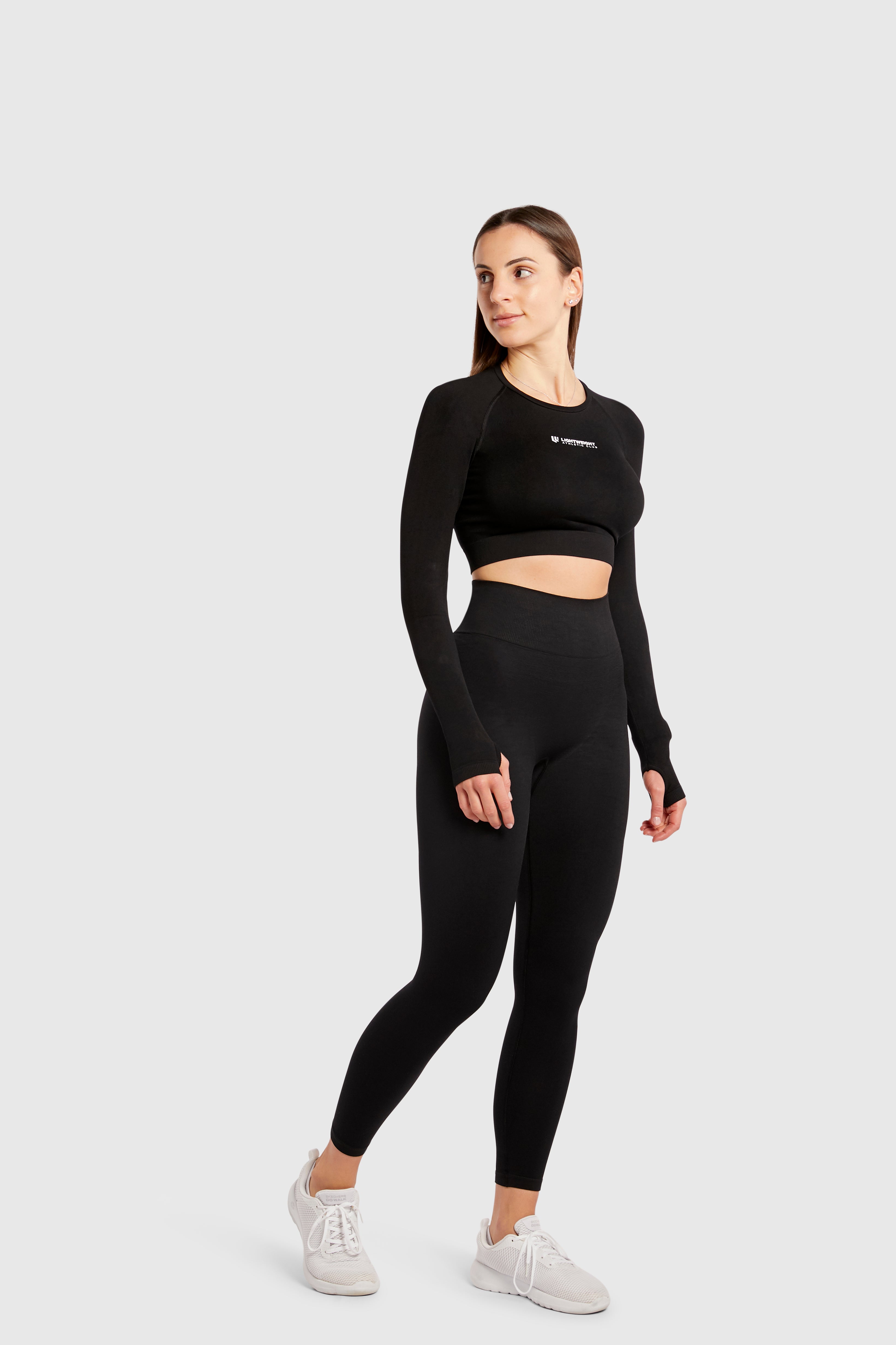 Women&#39;s Long Sleeve Compression Crop - Black