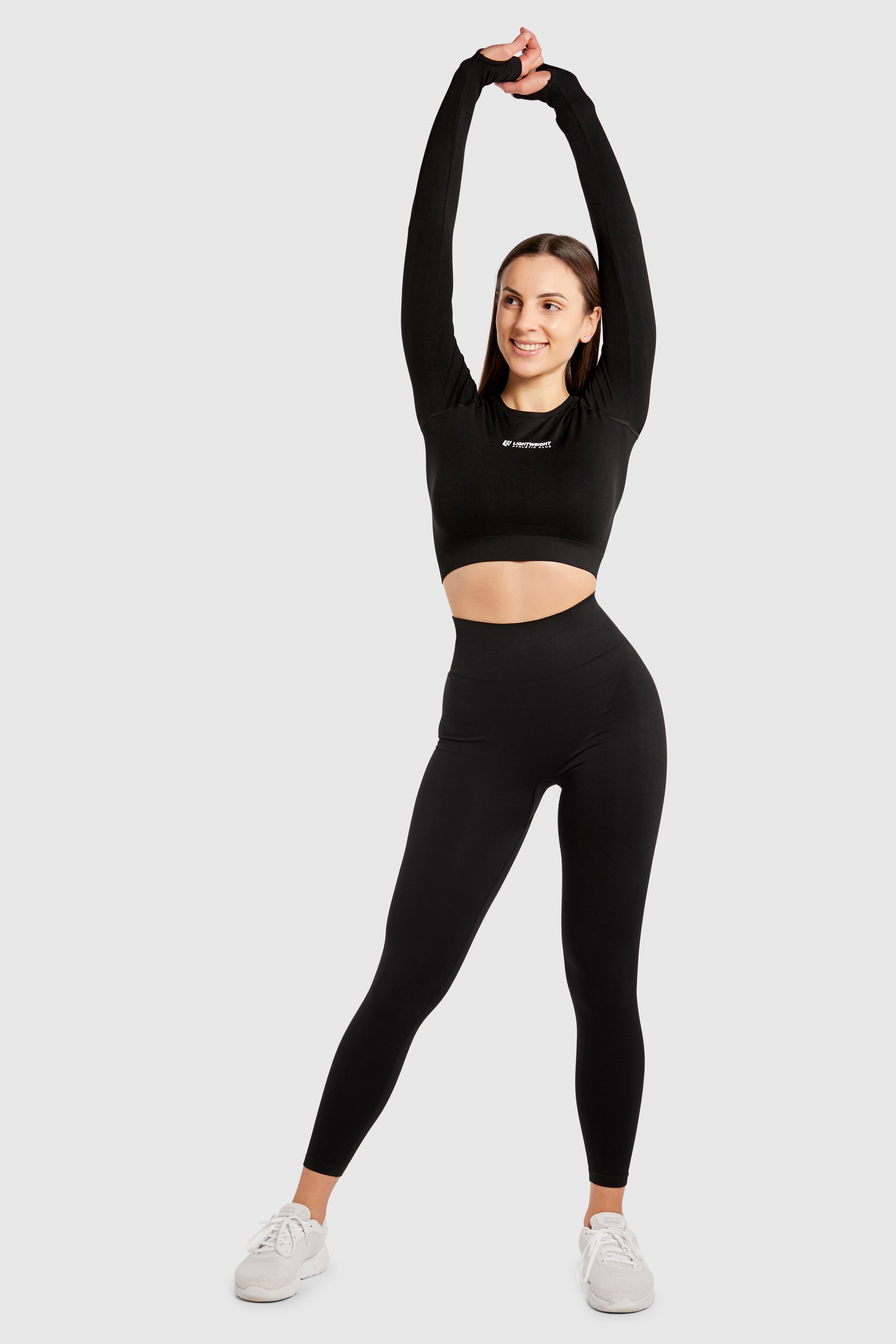 Women&#39;s Long Sleeve Compression Crop - Black