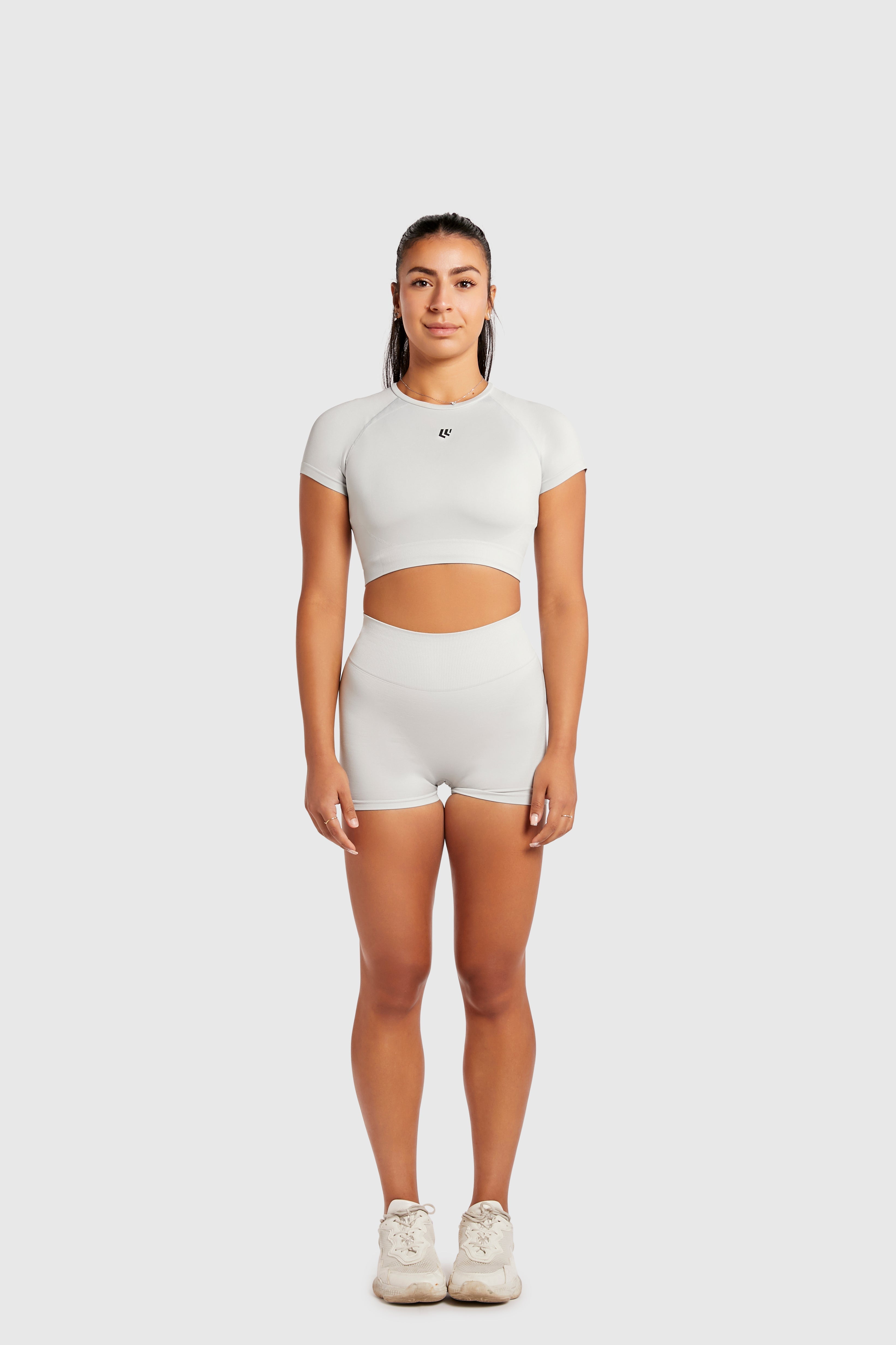 Women&#39;s Short Sleeve Compression Crop - Glacier Grey