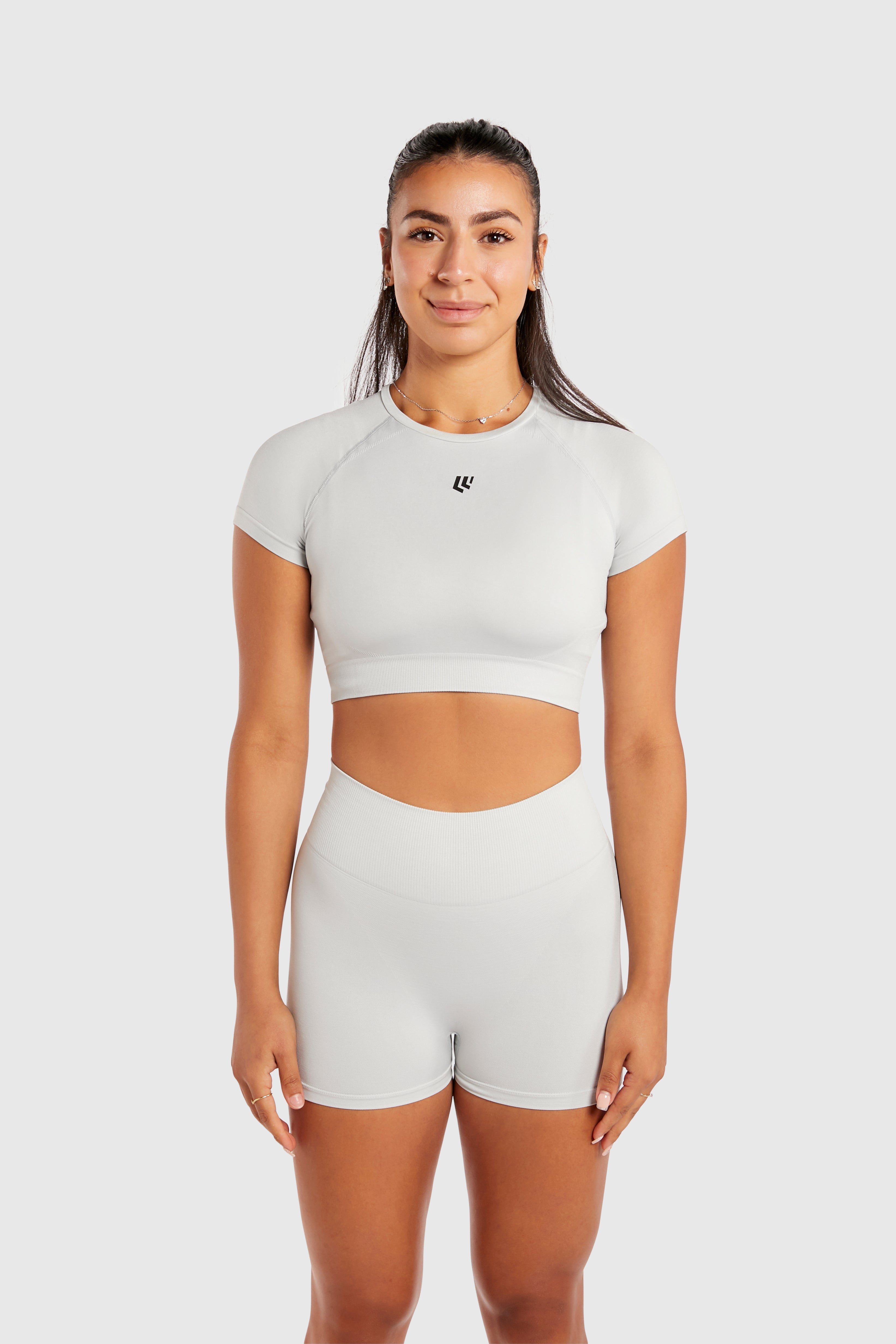 Women&#39;s Short Sleeve Compression Crop - Glacier Grey