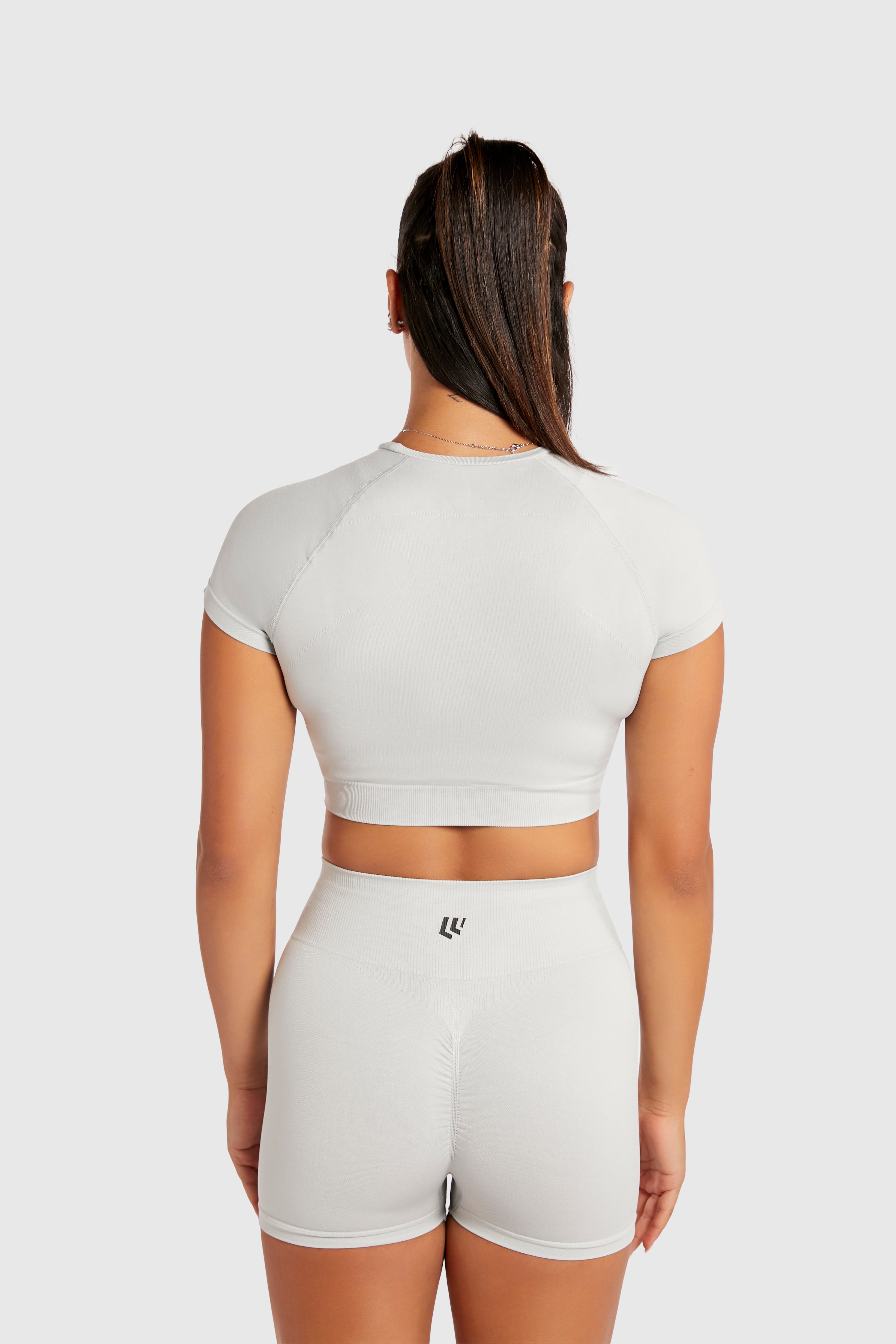 Women&#39;s Short Sleeve Compression Crop - Glacier Grey