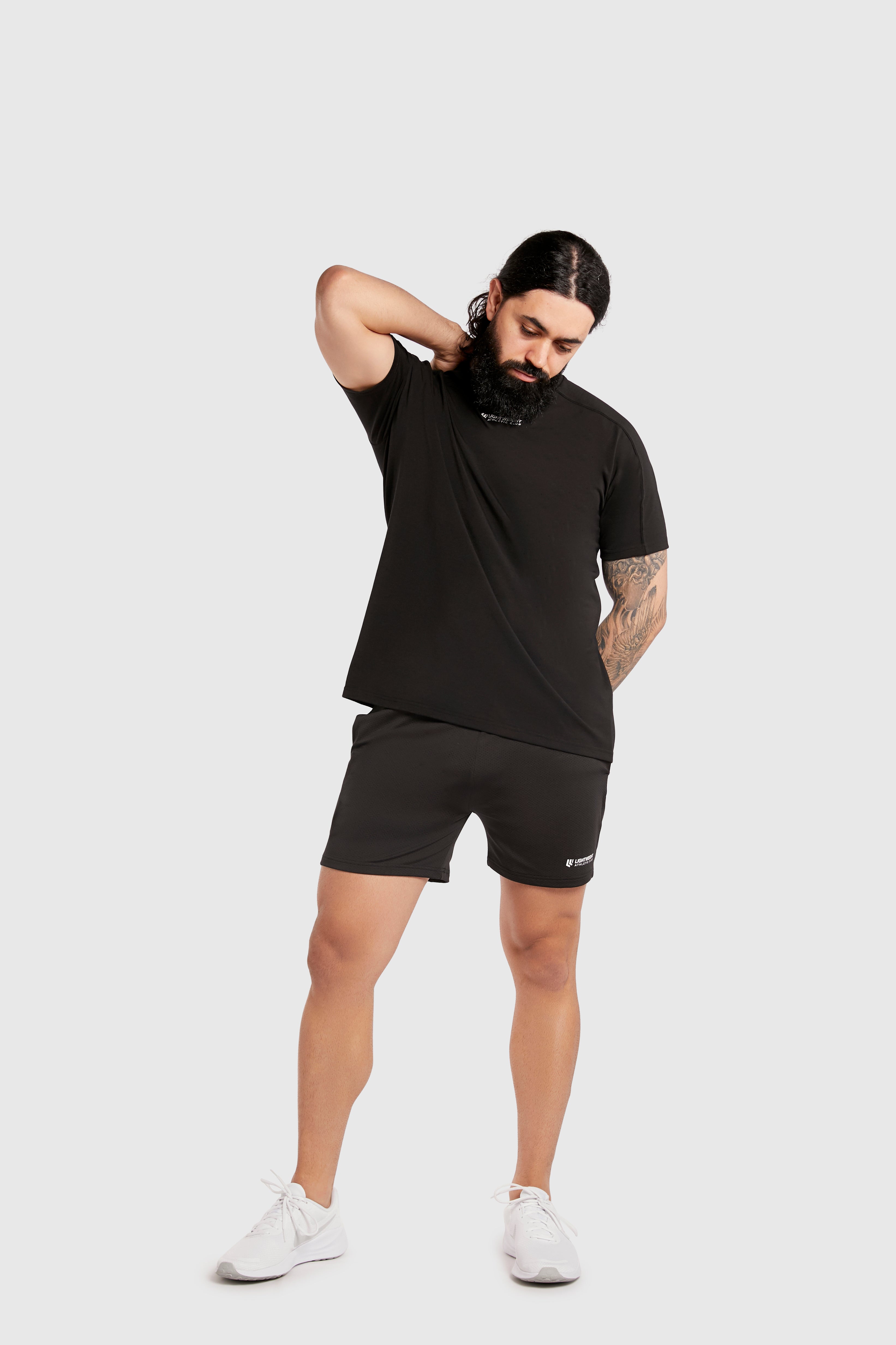 Men&#39;s Athletic Mesh Shorts 7 inches - Black