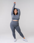 Women's Long Sleeve Compression Crop - Glacier Grey