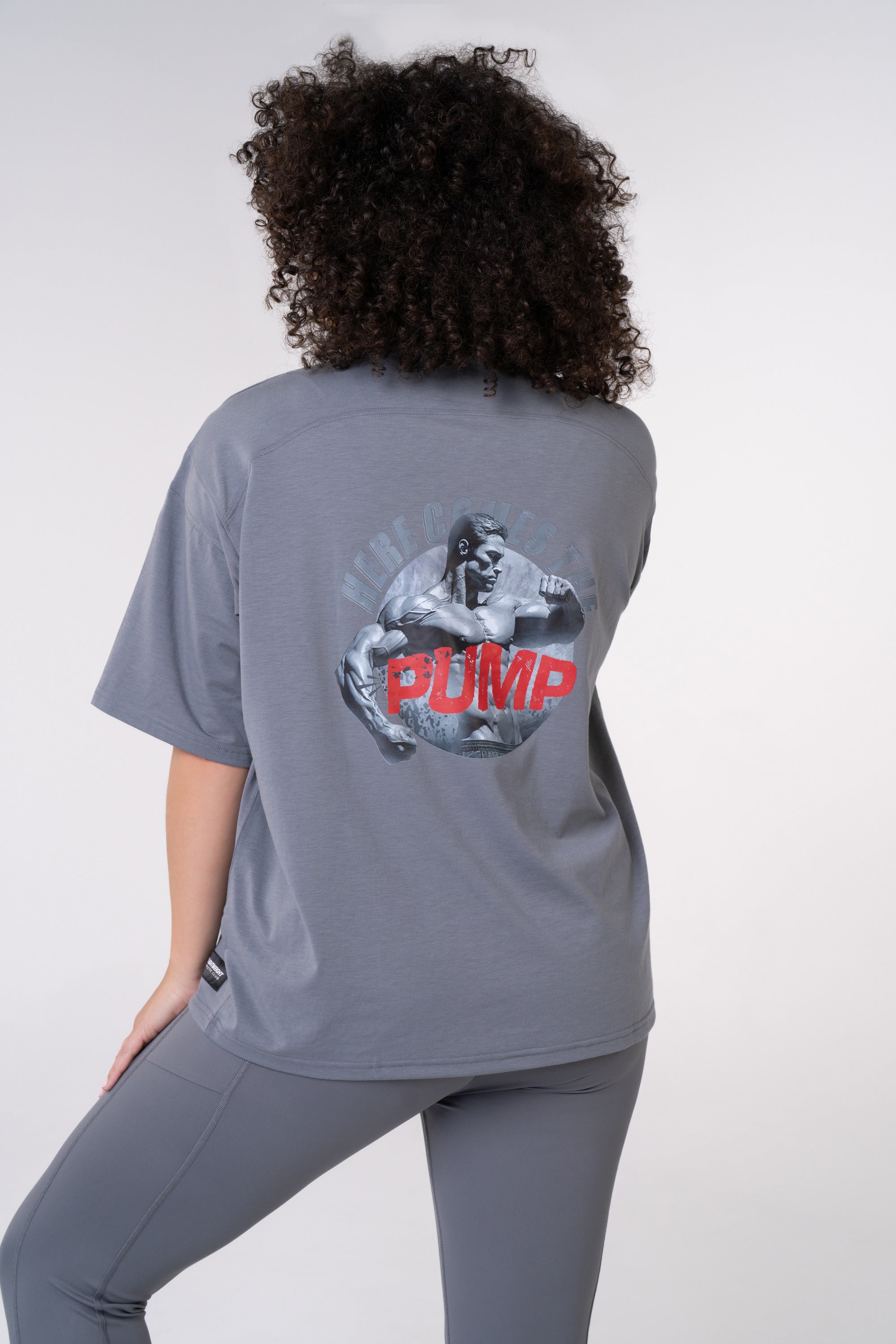 Graphic Oversized Tee - Here Comes the Pump - Poppy Seed Grey