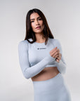 Women's Long Sleeve Compression Crop - Glacier Grey