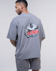 Graphic Oversized Tee - Here Comes the Pump - Poppy Seed Grey