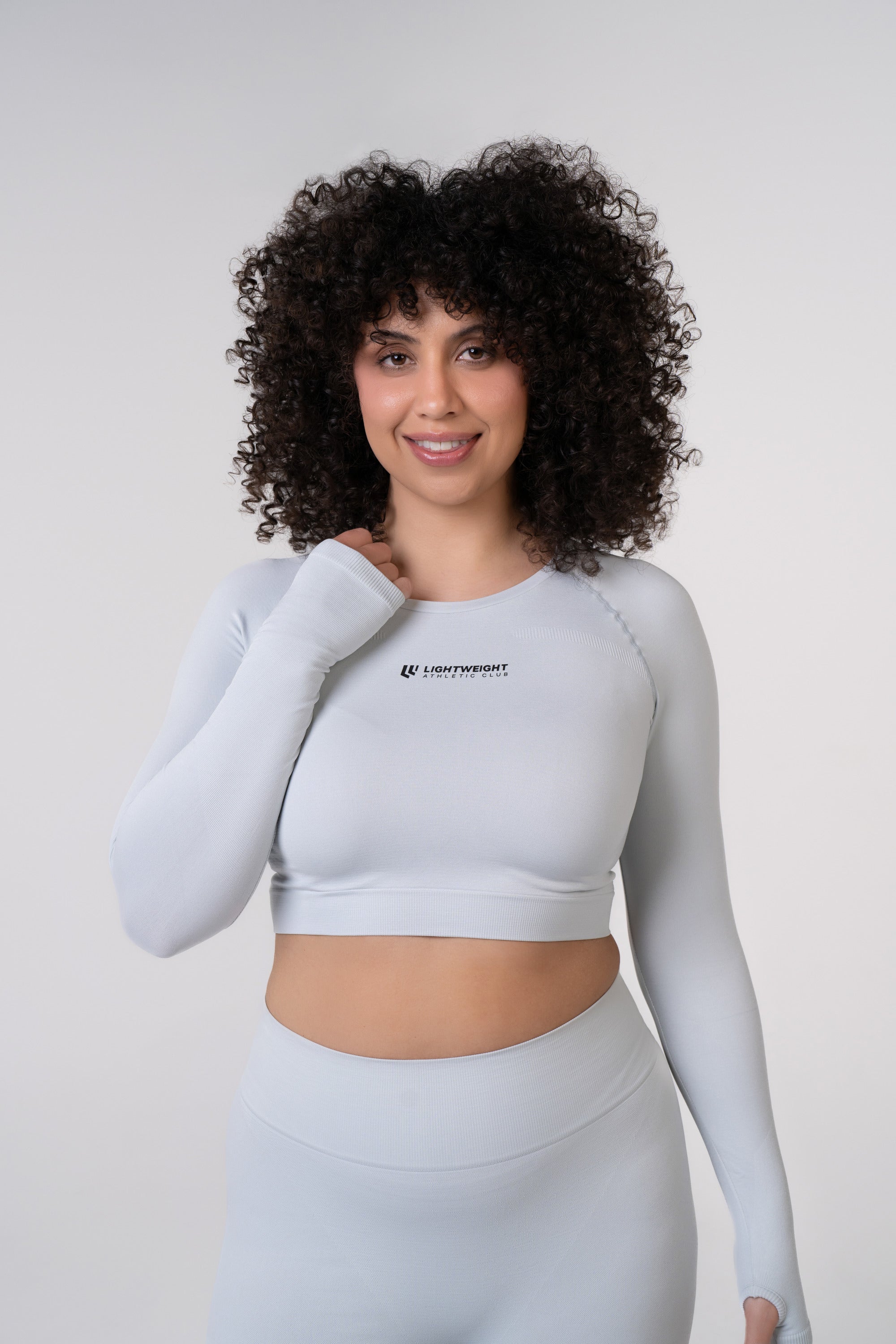 Women&#39;s Long Sleeve Compression Crop - Glacier Grey