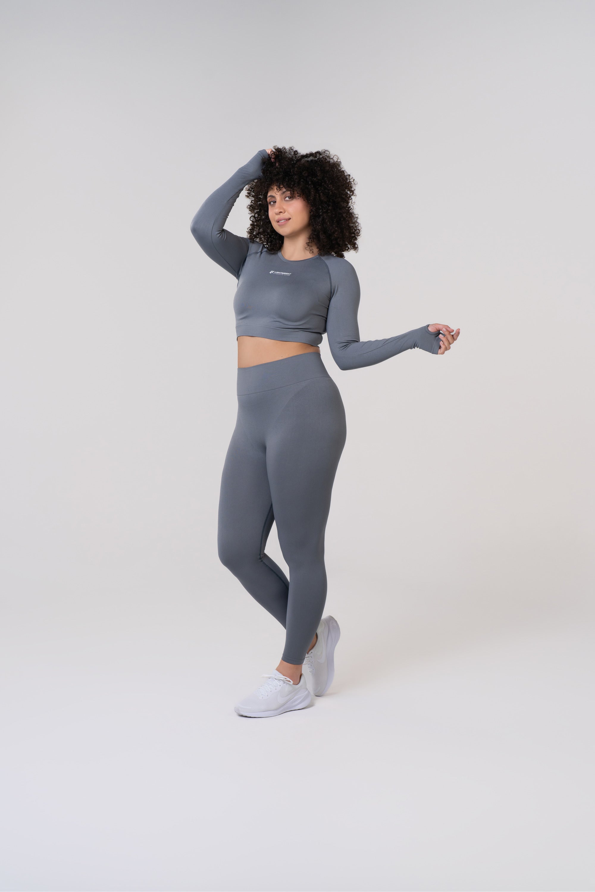 Women&#39;s Long Sleeve Compression Crop - Glacier Grey